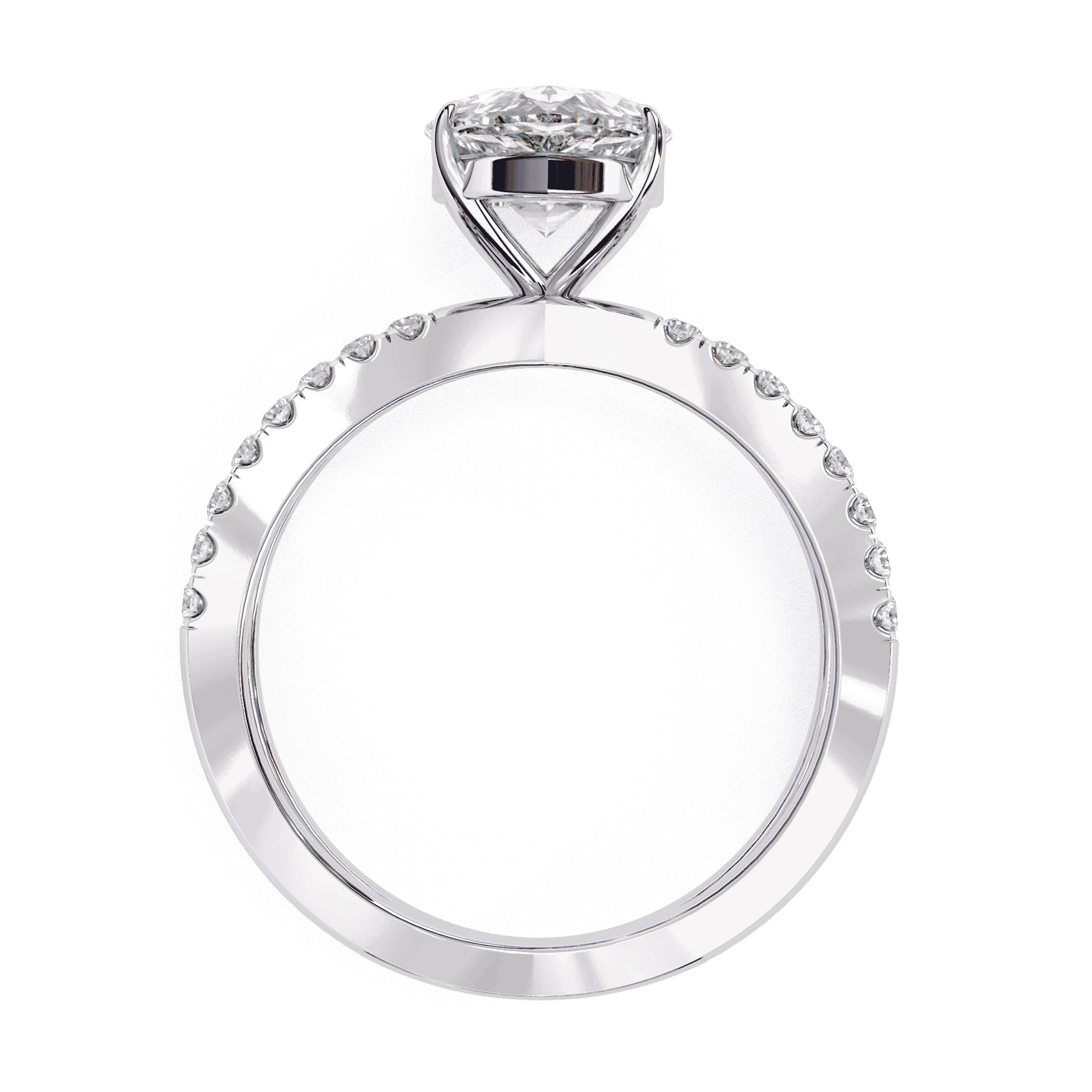 Nadine — Pear cut lab grown and natural diamond engagement ring — half pavé, split shank — Carat House