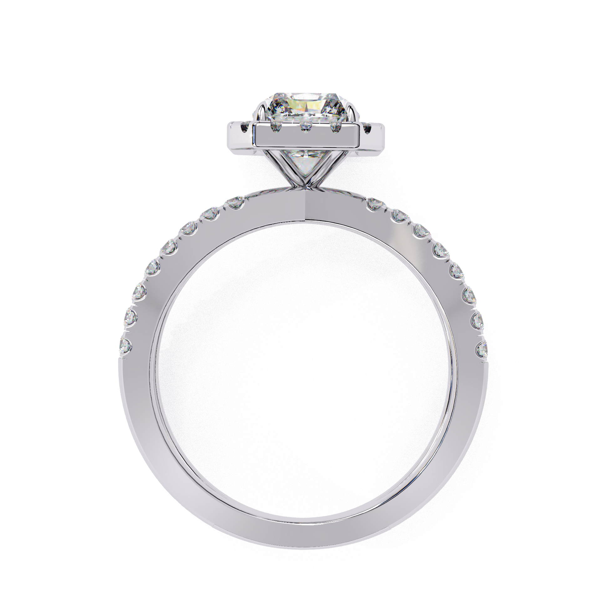 Zayna — Emerald cut lab grown and natural diamond engagement ring — halo, half pavé, split shank — Carat House