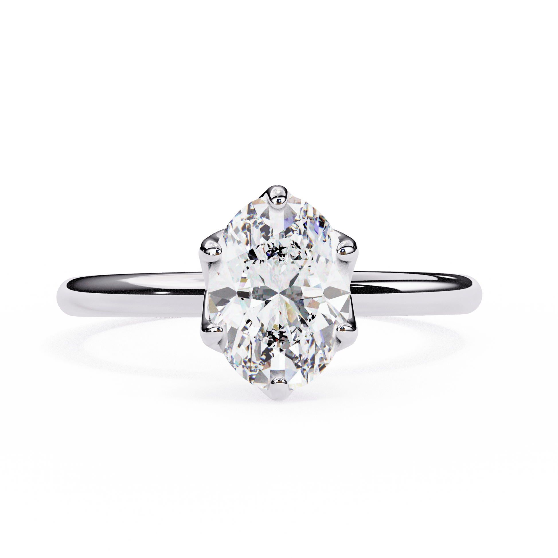 Lily — Oval cut lab grown and natural diamond engagement ring, tulip basket — 18k white gold and platinum — Carat House