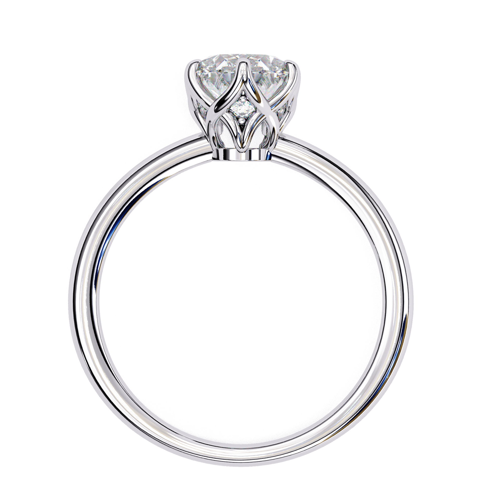 Lily — Oval cut lab grown and natural diamond engagement ring, tulip basket — Carat House