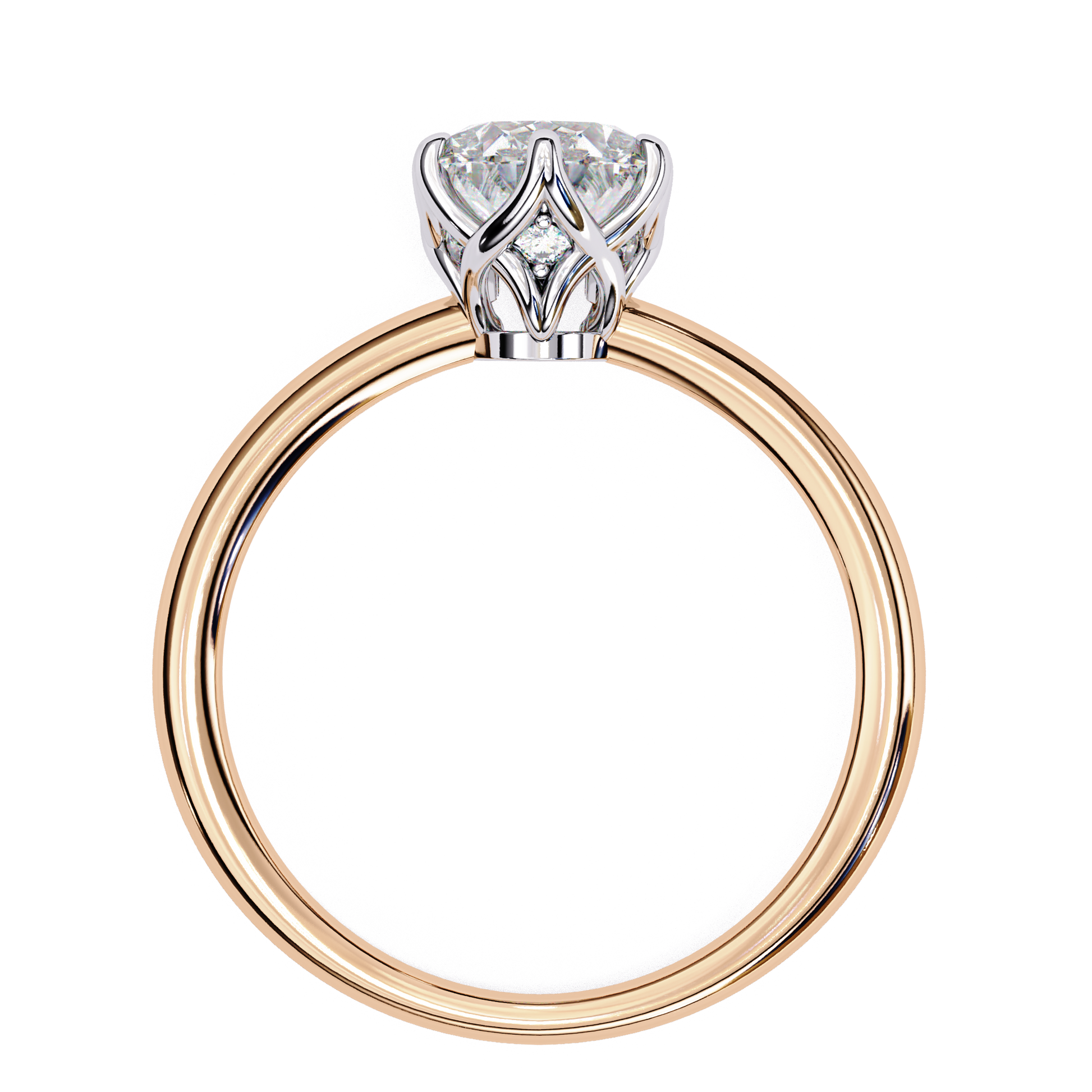 Lily — Oval cut lab grown and natural diamond engagement ring, tulip basket — Carat House