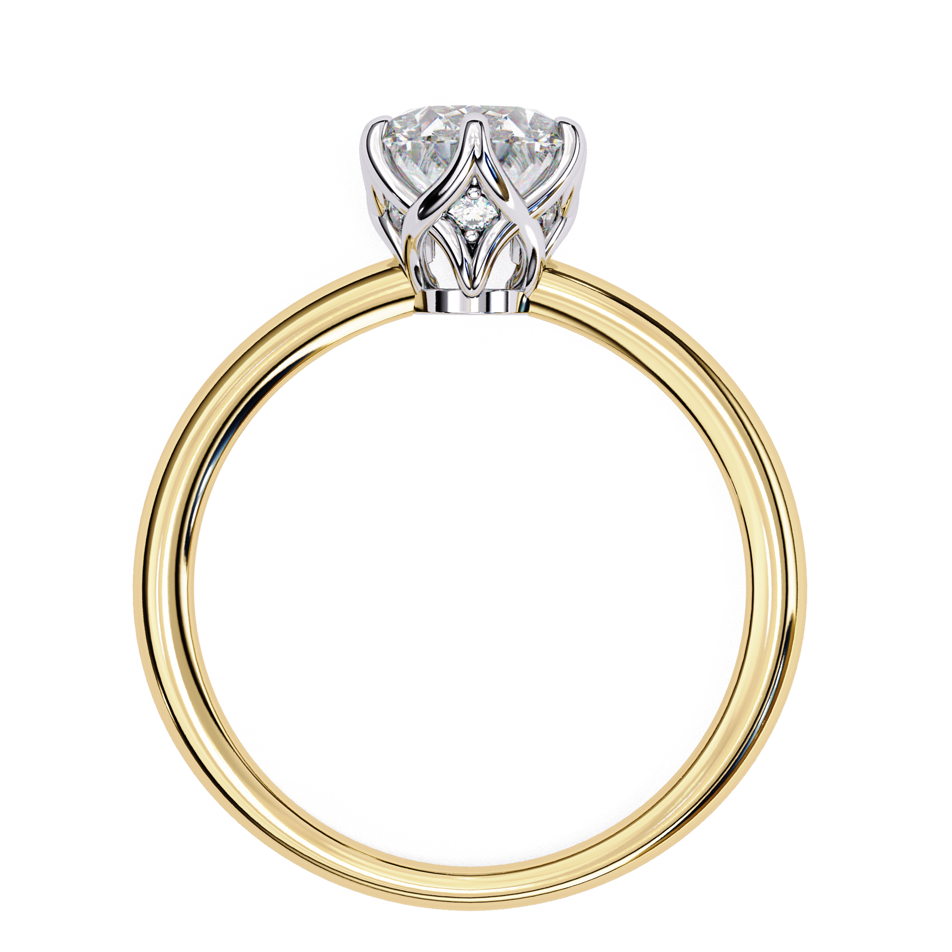 Lily — Oval cut lab grown and natural diamond engagement ring, tulip basket — Carat House