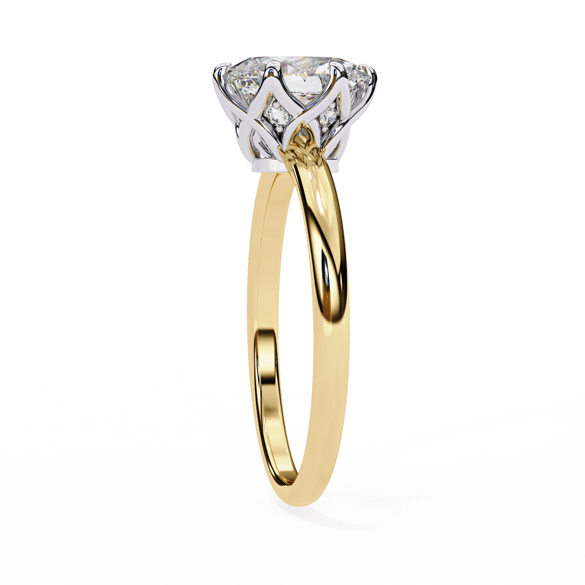 Lily — Oval cut lab grown and natural diamond engagement ring, tulip basket — Carat House
