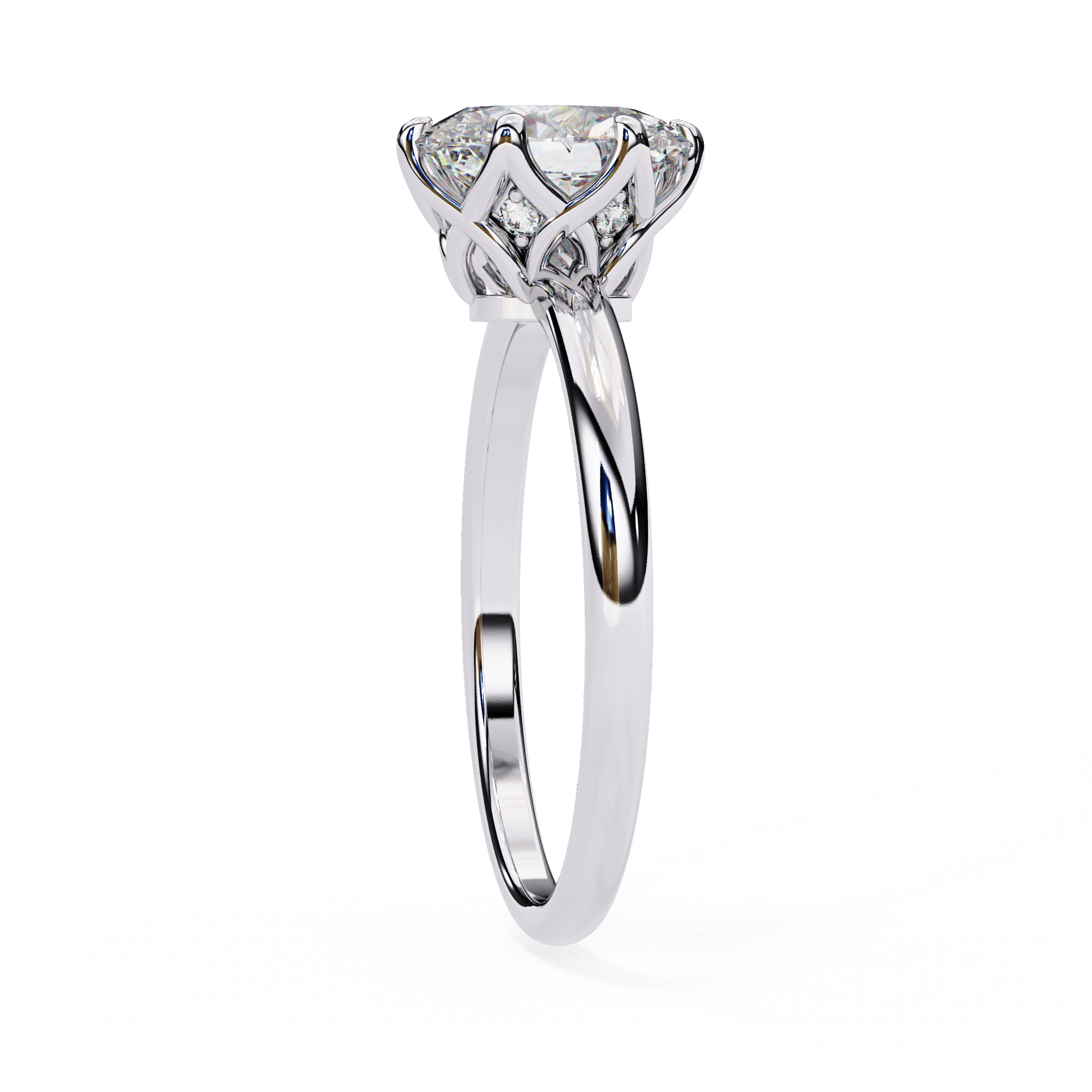 Lily — Oval cut lab grown and natural diamond engagement ring, tulip basket — Carat House