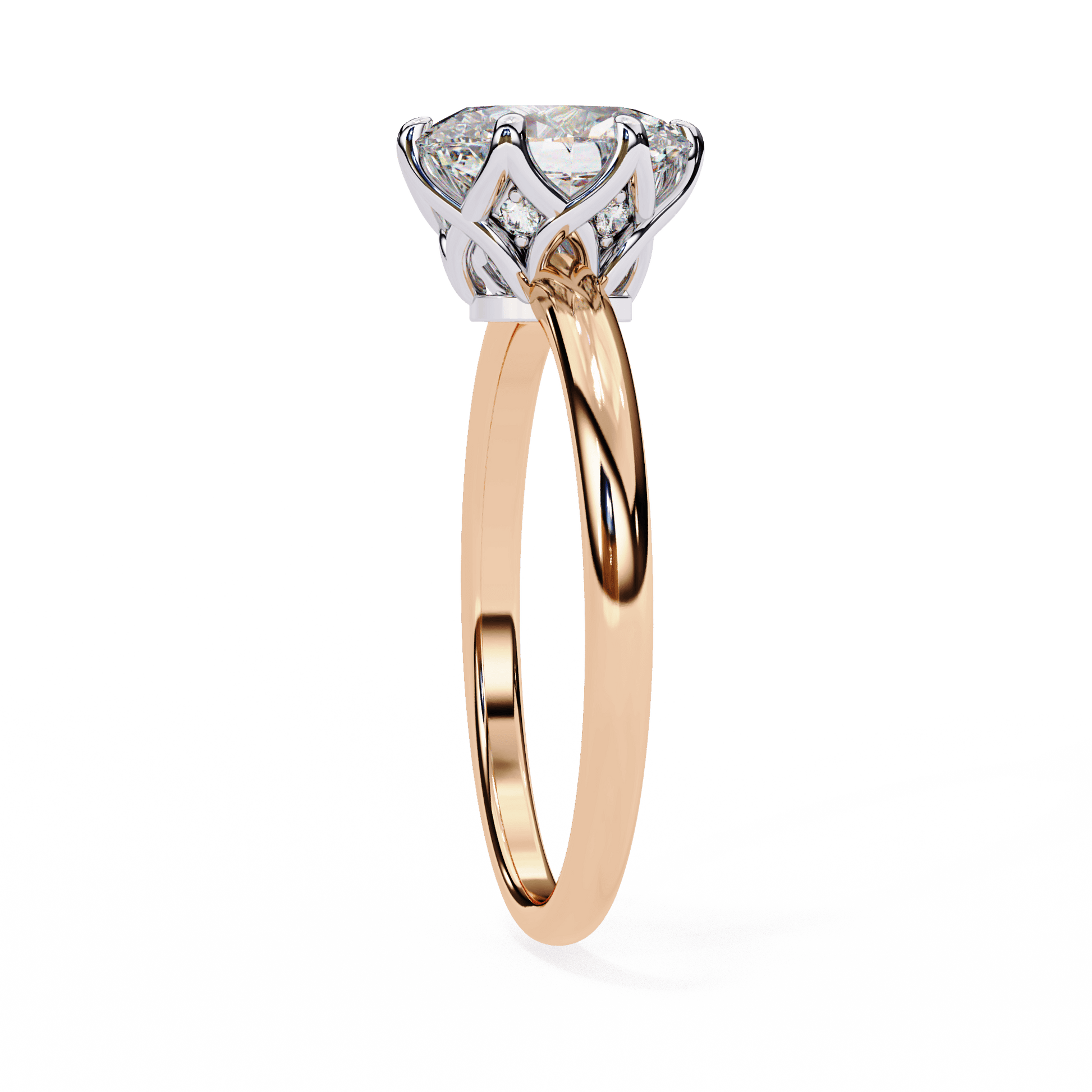 Lily — Oval cut lab grown and natural diamond engagement ring, tulip basket — Carat House