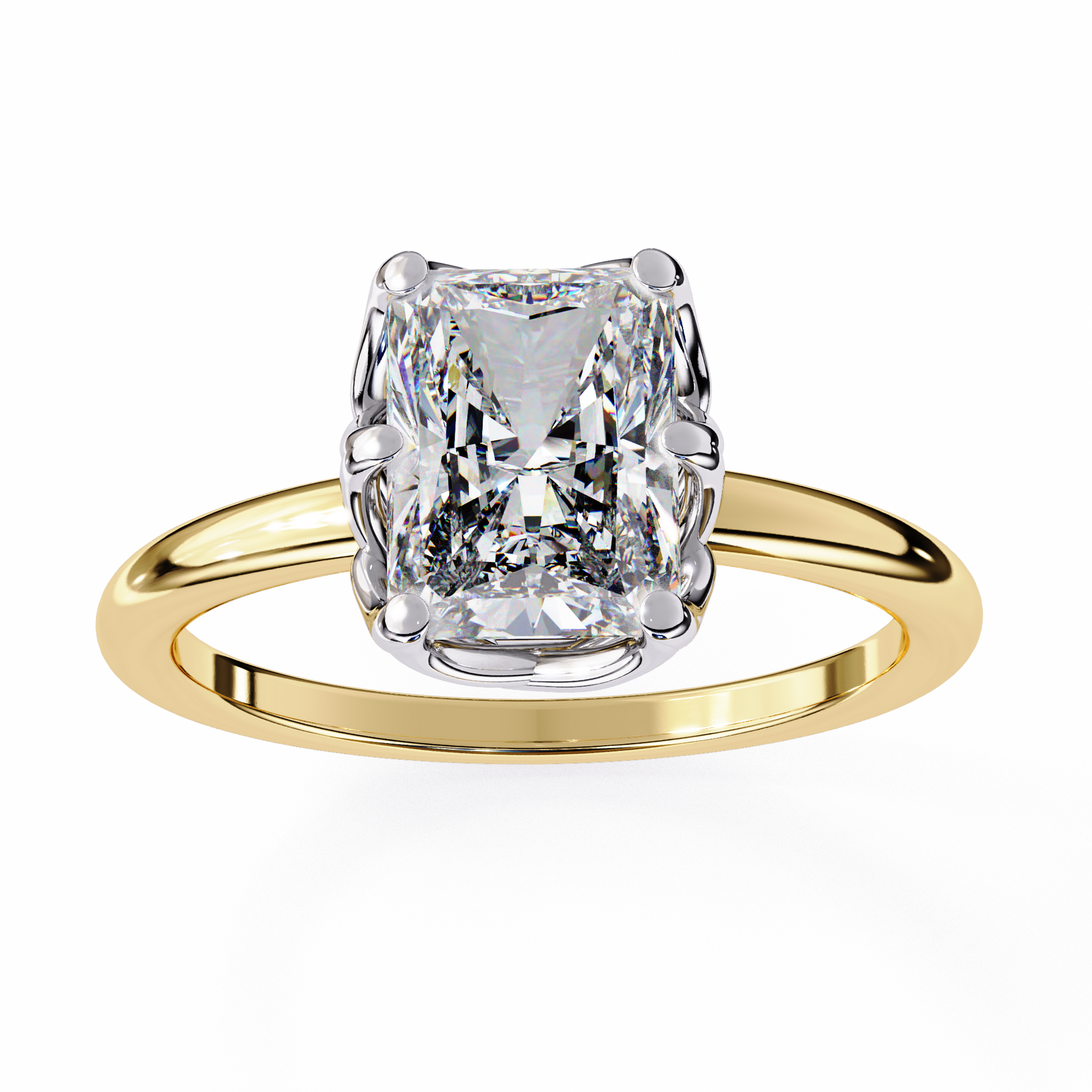 Chloe — Radiant cut lab grown and natural diamond engagement ring, tulip basket — Carat House