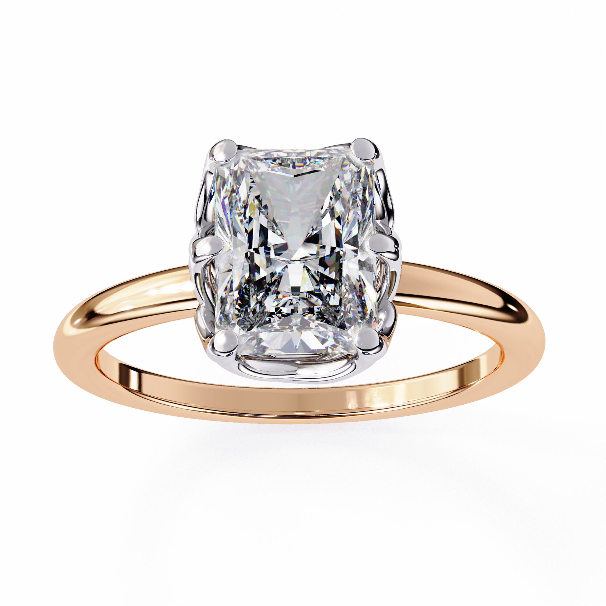 Chloe — Radiant cut lab grown and natural diamond engagement ring, tulip basket — Carat House