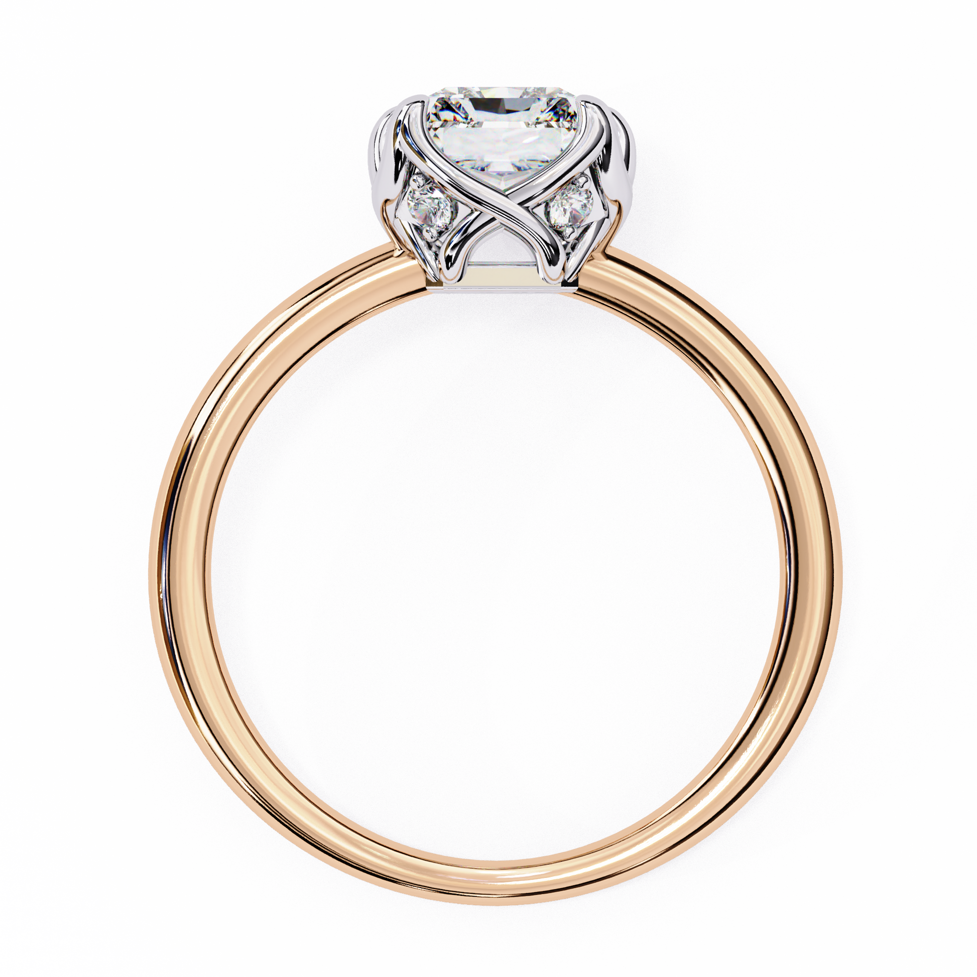 Chloe — Radiant cut lab grown and natural diamond engagement ring, tulip basket — Carat House