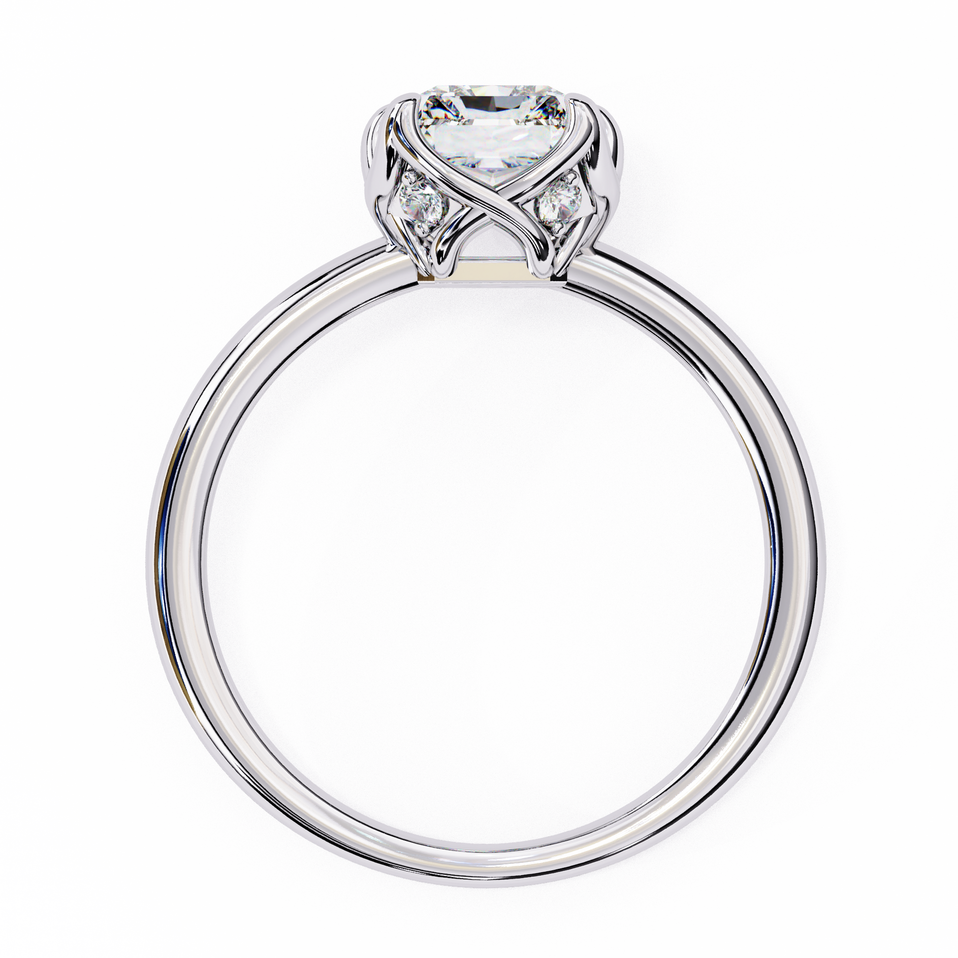 Chloe — Radiant cut lab grown and natural diamond engagement ring, tulip basket — Carat House