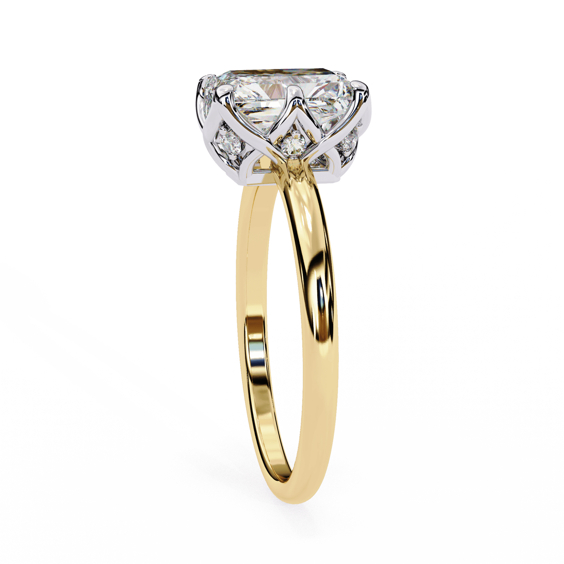 Chloe — Radiant cut lab grown and natural diamond engagement ring, tulip basket — Carat House