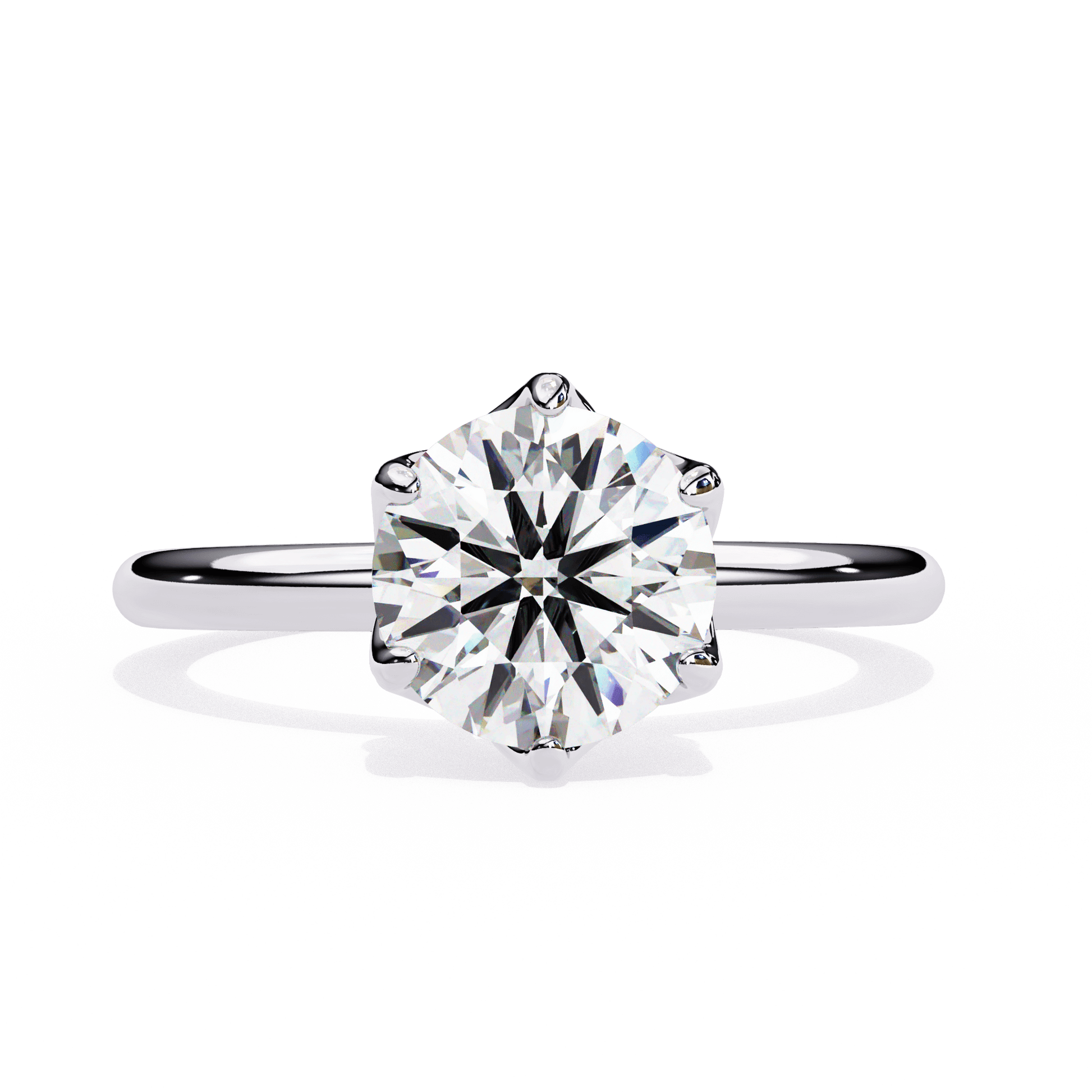 Iris — Round cut lab grown and natural diamond engagement ring, tulip basket — 18k white gold and platinum — Carat House