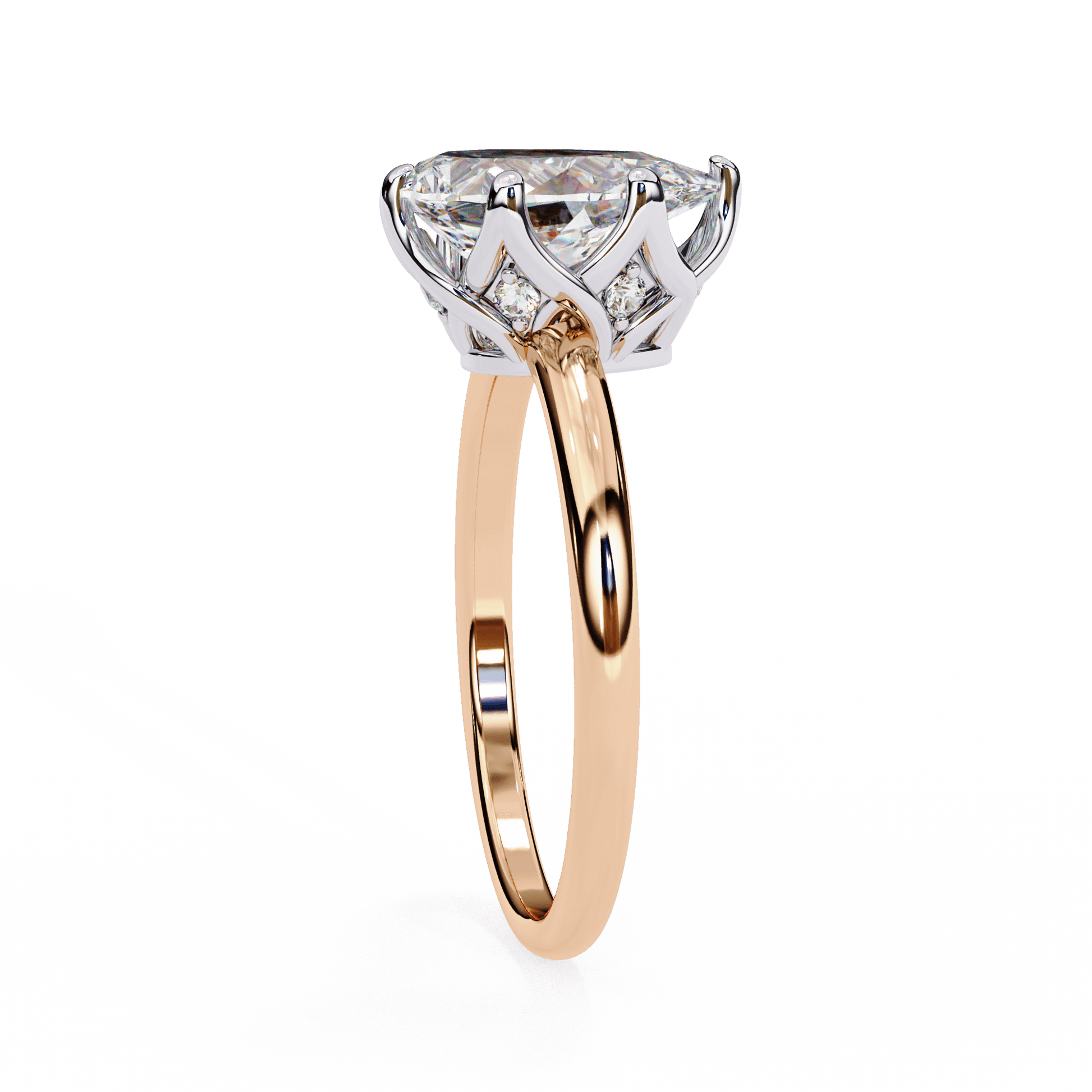 Odette — Marquise cut lab grown and natural diamond engagement ring, tulip basket — Carat House
