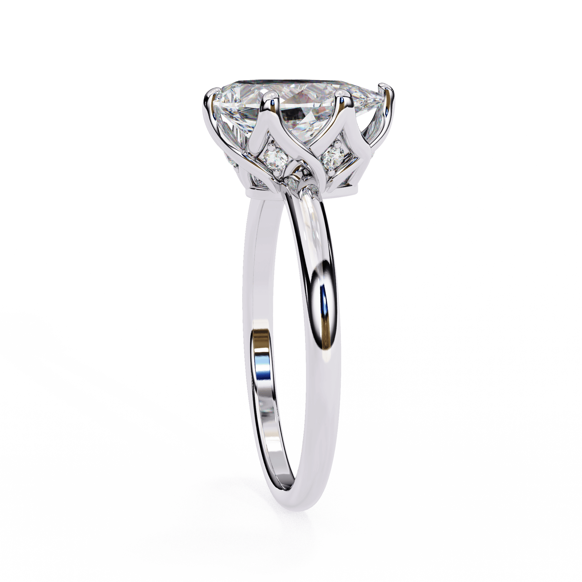 Odette — Marquise cut lab grown and natural diamond engagement ring, tulip basket — Carat House