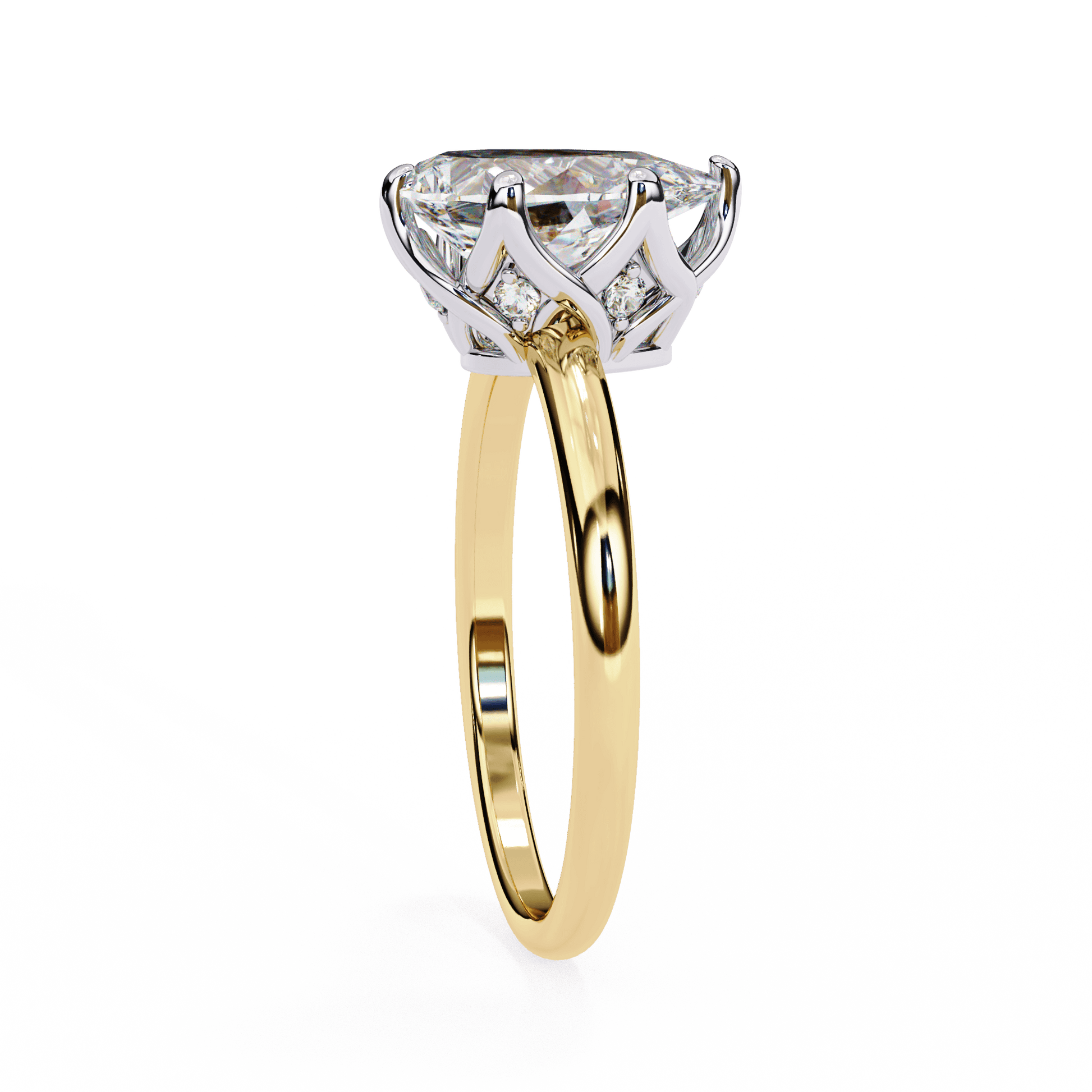 Odette — Marquise cut lab grown and natural diamond engagement ring, tulip basket — Carat House