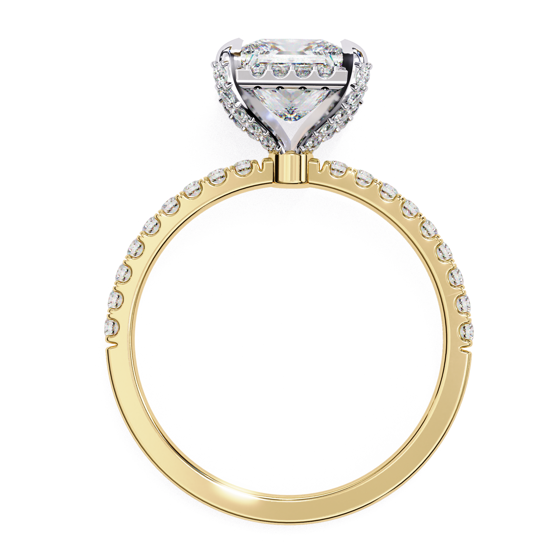 Lyra — Princess cut lab grown and natural diamond engagement ring — single halo, halo, four prong, side stones — Carat House