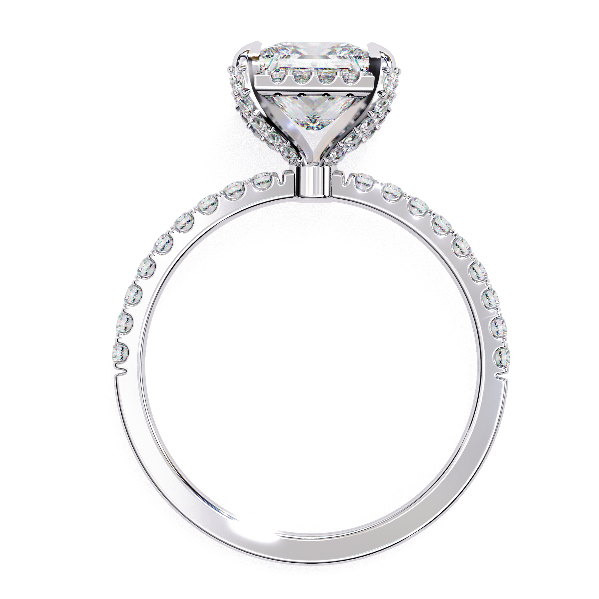 Lyra — Princess cut lab grown and natural diamond engagement ring — single halo, halo, four prong, side stones — Carat House