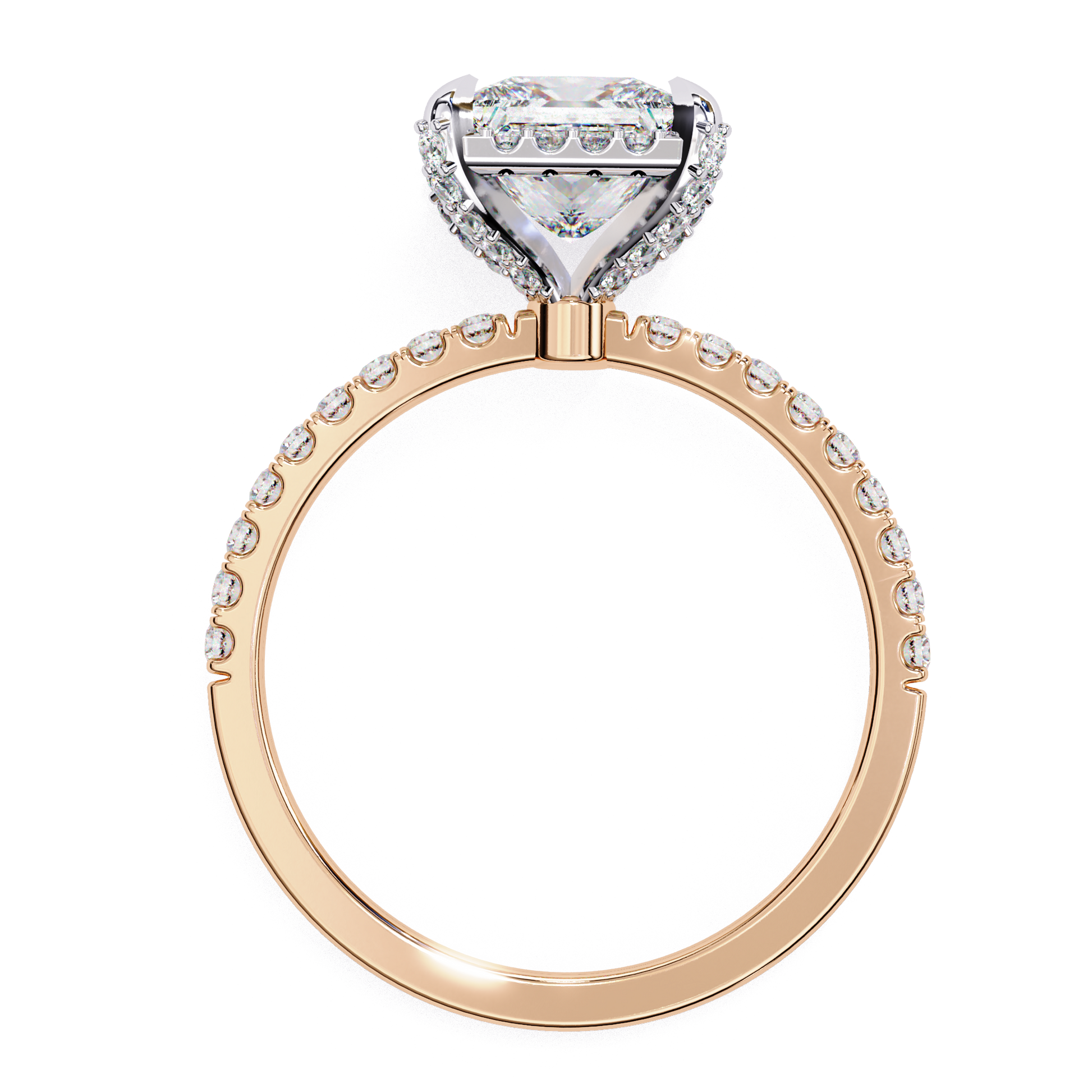 Lyra — Princess cut lab grown and natural diamond engagement ring — single halo, halo, four prong, side stones — Carat House