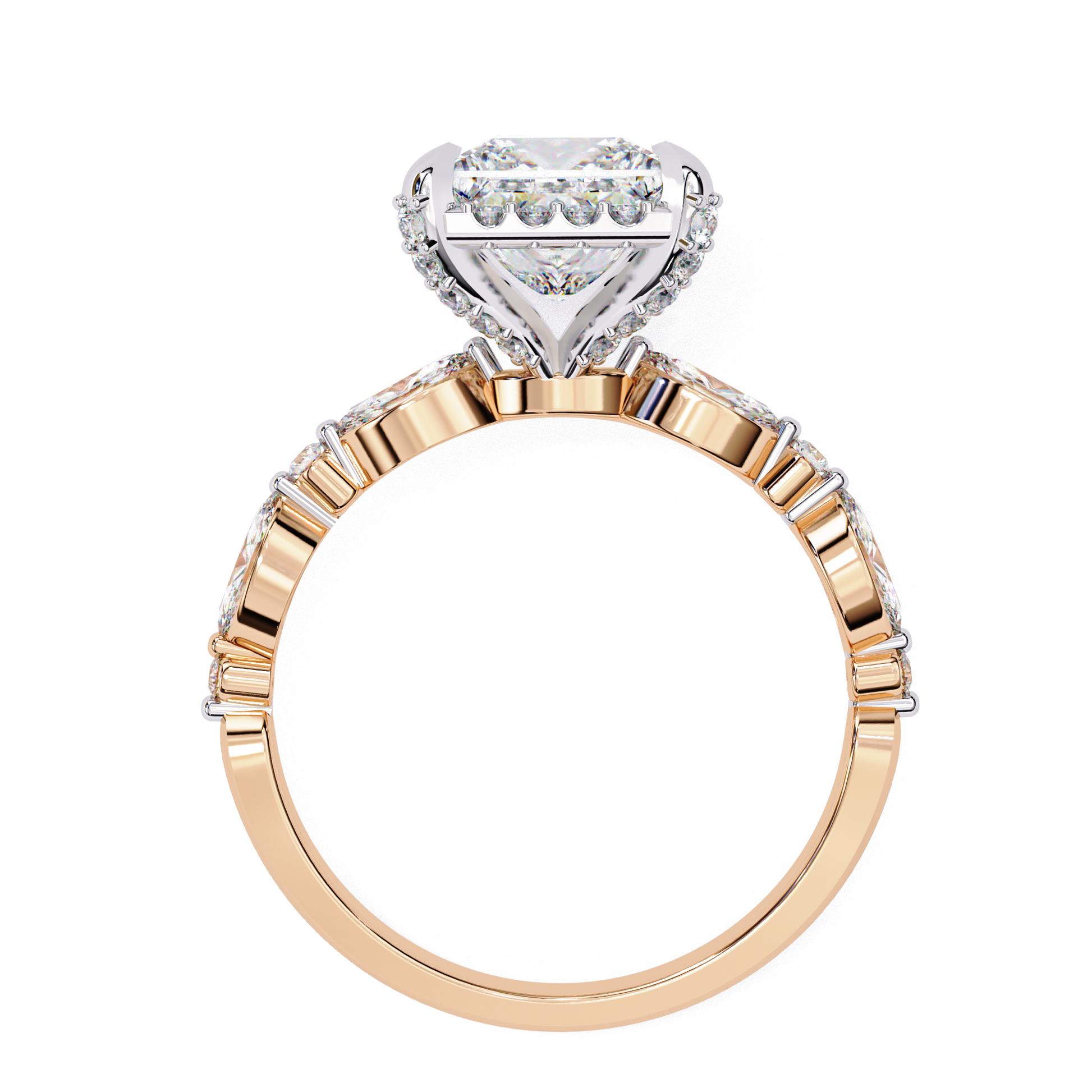 Eve — Princess cut lab grown and natural diamond engagement ring — single halo, halo, side stones — Carat House