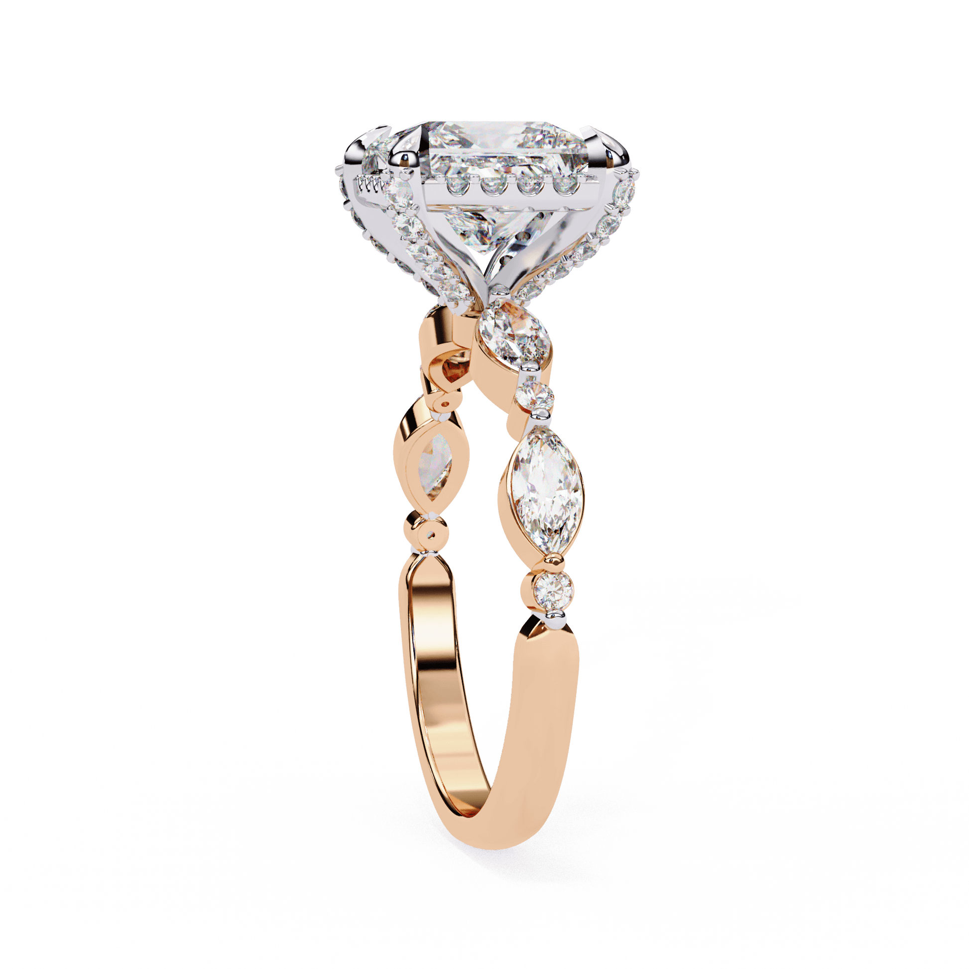 Eve — Princess cut lab grown and natural diamond engagement ring — single halo, halo, side stones — Carat House