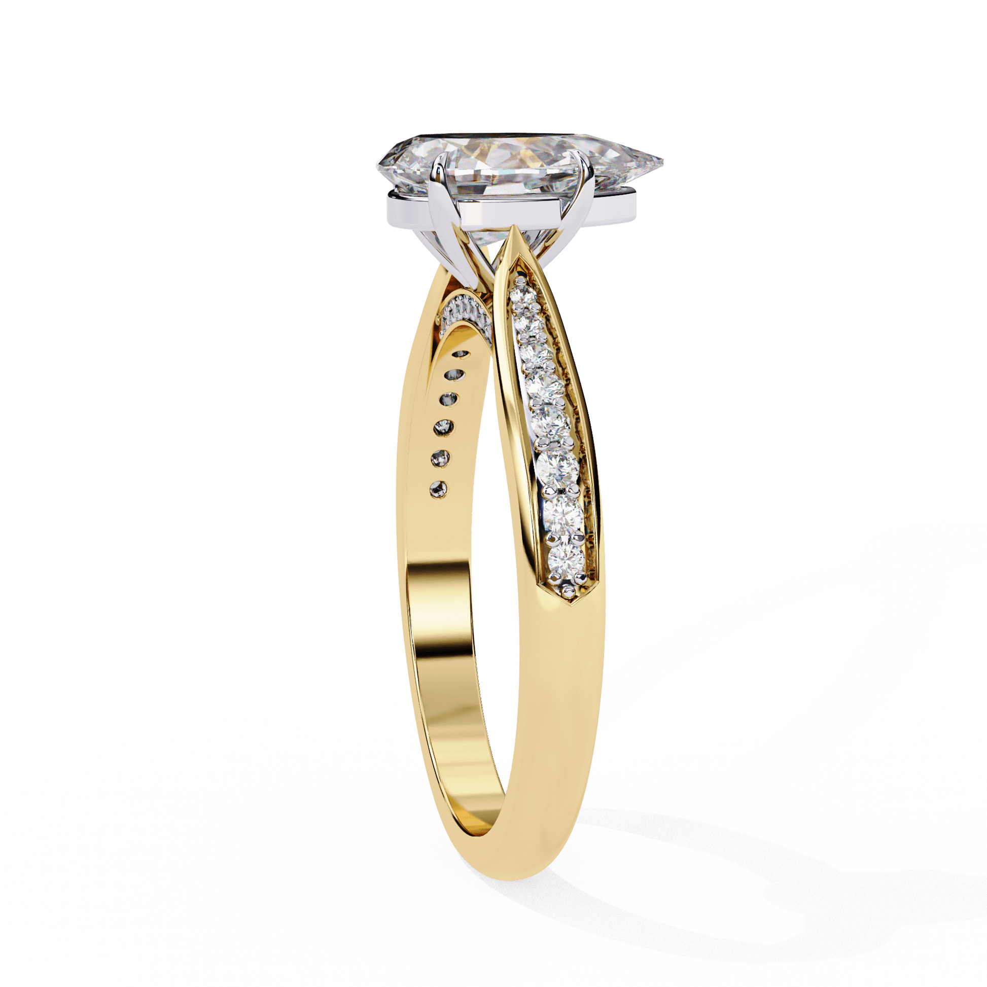 Delphine — Pear cut lab grown and natural diamond engagement ring — cathedral, side stones — Carat House
