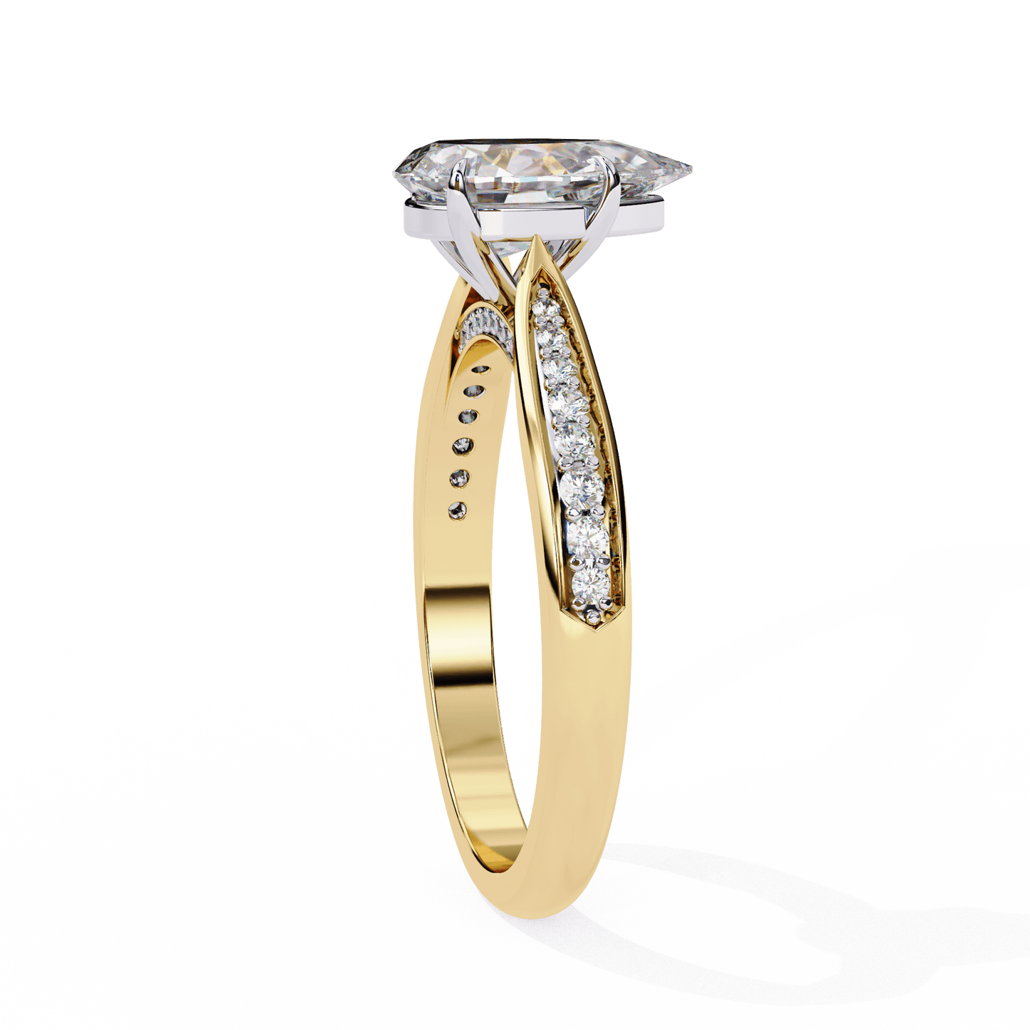 Delphine — Pear cut lab grown and natural diamond engagement ring — cathedral, side stones — Carat House