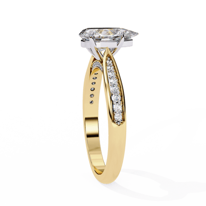 Delphine — Pear cut lab grown and natural diamond engagement ring — cathedral, side stones — Carat House