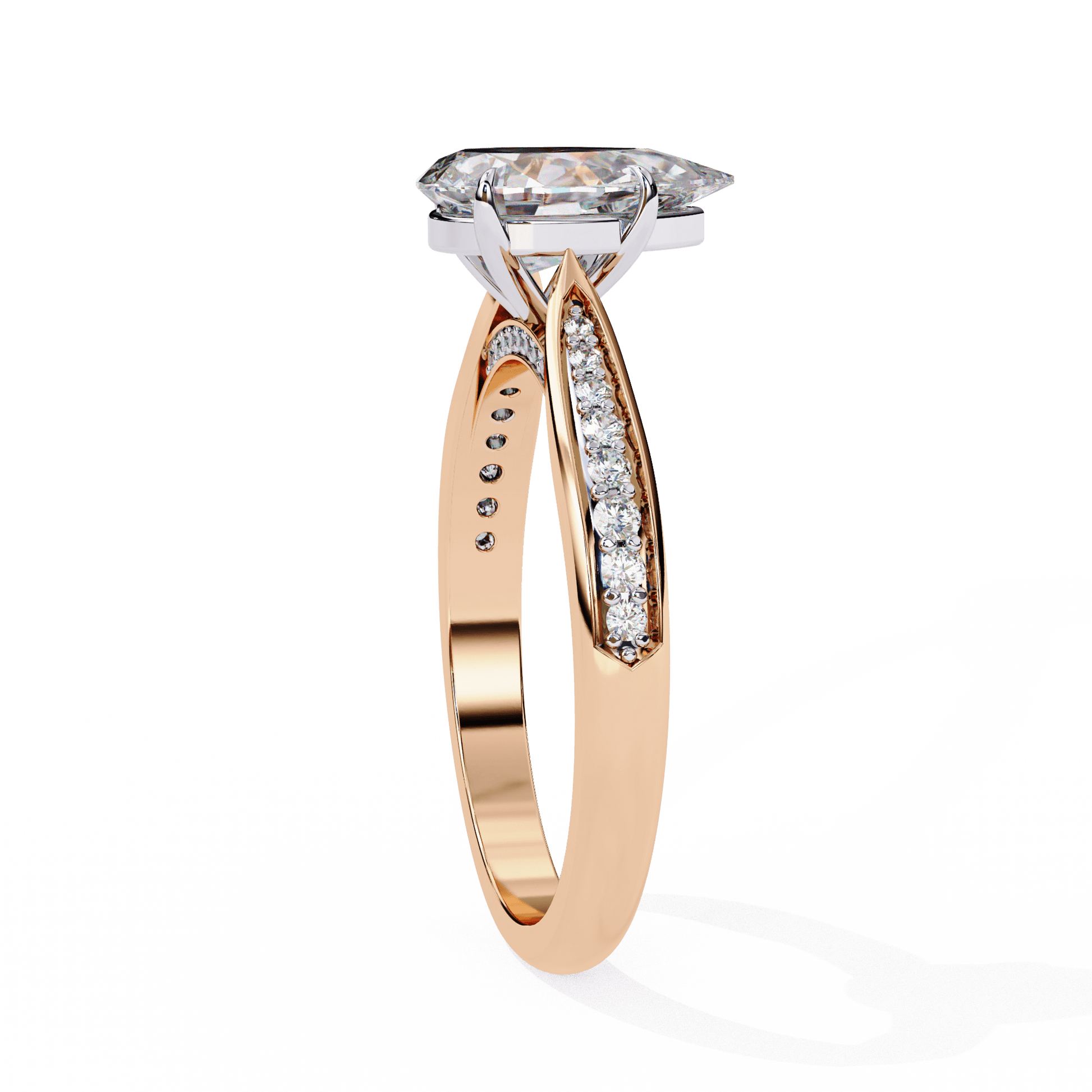 Delphine — Pear cut lab grown and natural diamond engagement ring — cathedral, side stones — Carat House