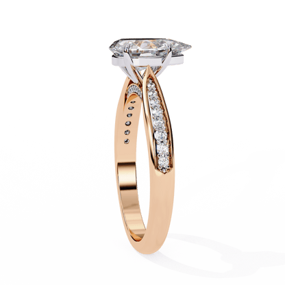 Delphine — Pear cut lab grown and natural diamond engagement ring — cathedral, side stones — Carat House