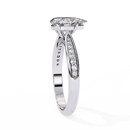 Delphine — Pear cut lab grown and natural diamond engagement ring — cathedral, side stones — Carat House