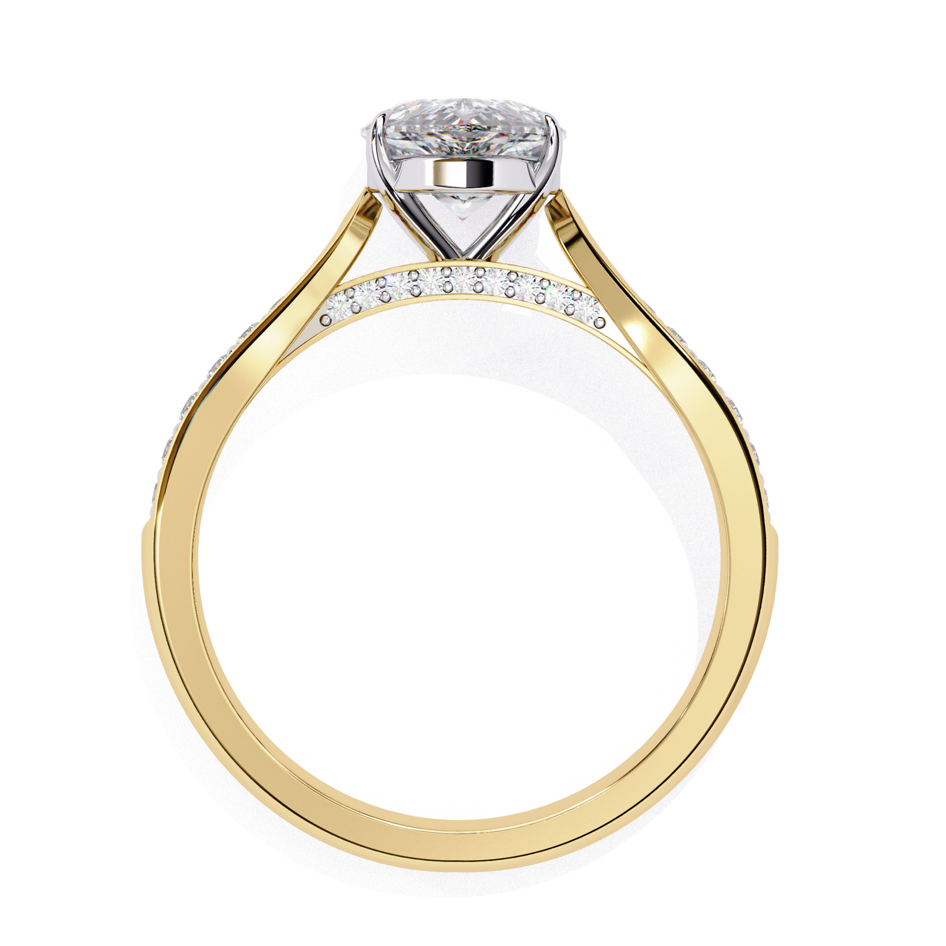 Delphine — Pear cut lab grown and natural diamond engagement ring — cathedral, side stones — Carat House