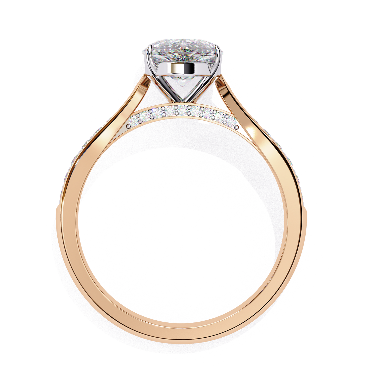 Delphine — Pear cut lab grown and natural diamond engagement ring — cathedral, side stones — Carat House