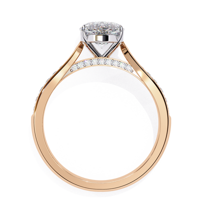 Delphine — Pear cut lab grown and natural diamond engagement ring — cathedral, side stones — Carat House