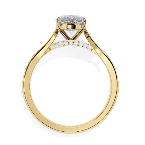 Delphine — Pear cut lab grown and natural diamond engagement ring — cathedral, side stones — 18k yellow gold — Carat House