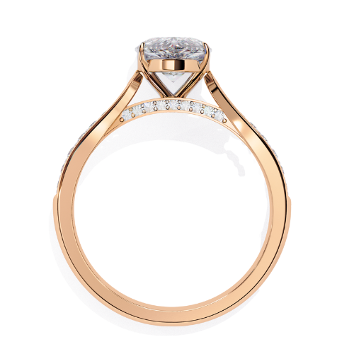 Delphine — Pear cut lab grown and natural diamond engagement ring — cathedral, side stones — 18k rose gold — Carat House