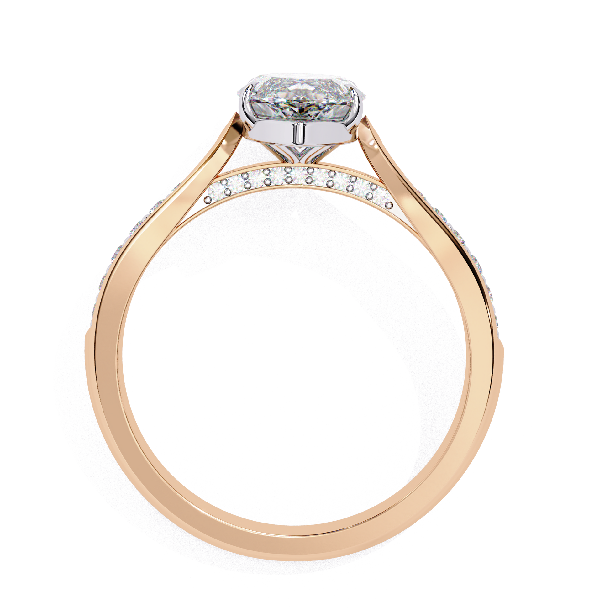 Bella — Marquise cut lab grown and natural diamond engagement ring — cathedral, side stones — Carat House
