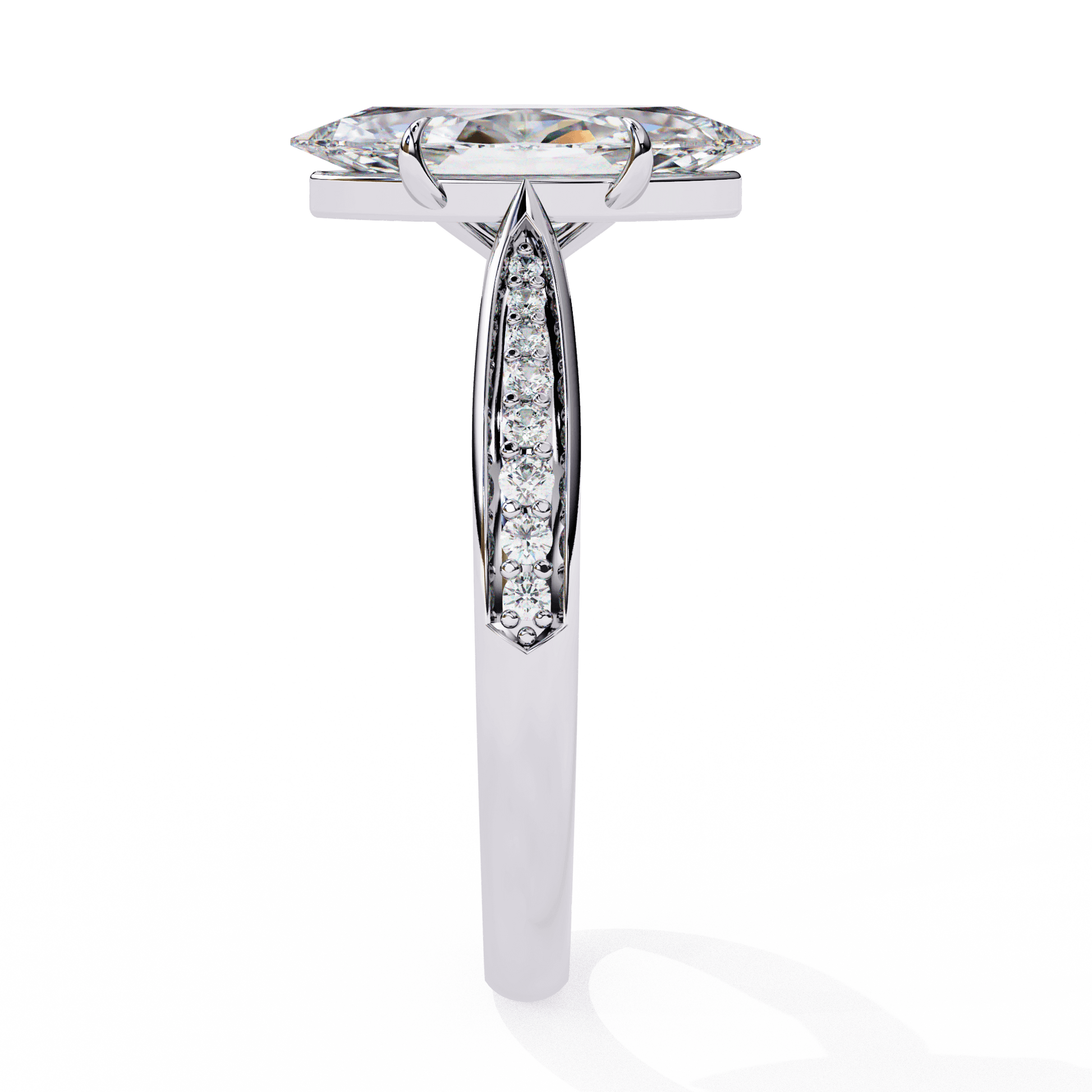 Bella — Marquise cut lab grown and natural diamond engagement ring — cathedral, side stones — Carat House