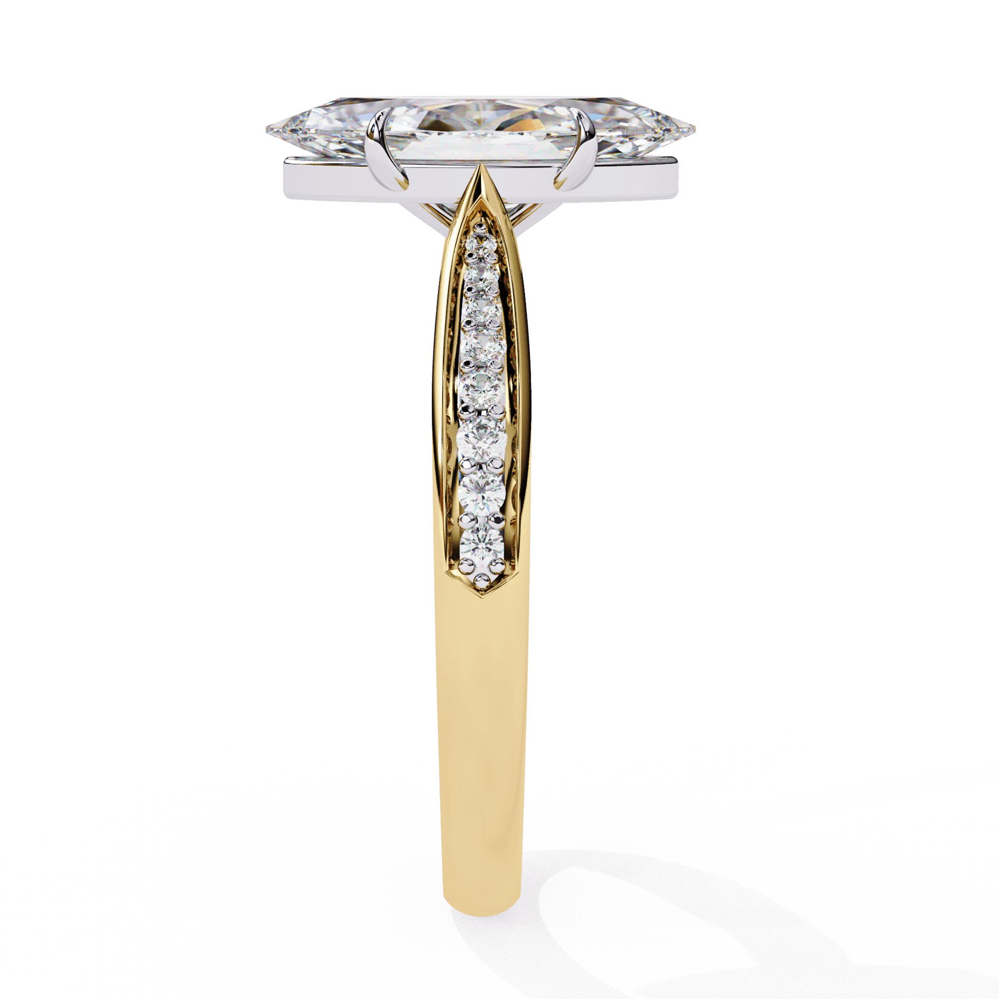 Bella — Marquise cut lab grown and natural diamond engagement ring — cathedral, side stones — Carat House
