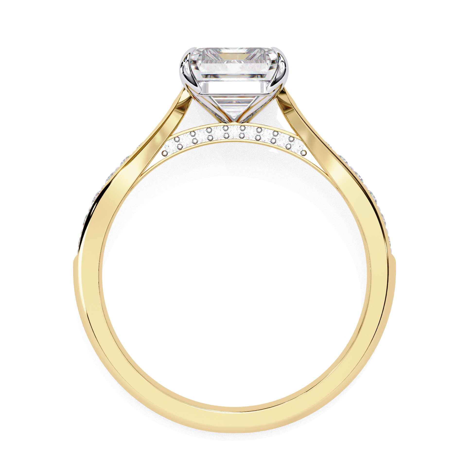 Adelaide — Emerald cut lab grown and natural diamond engagement ring — cathedral, side stones — Carat House