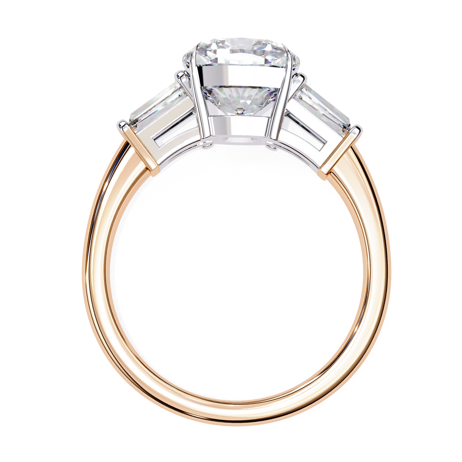 Alana — Cushion cut lab grown and natural diamond engagement ring — trilogy three stone, cathedral — Carat House