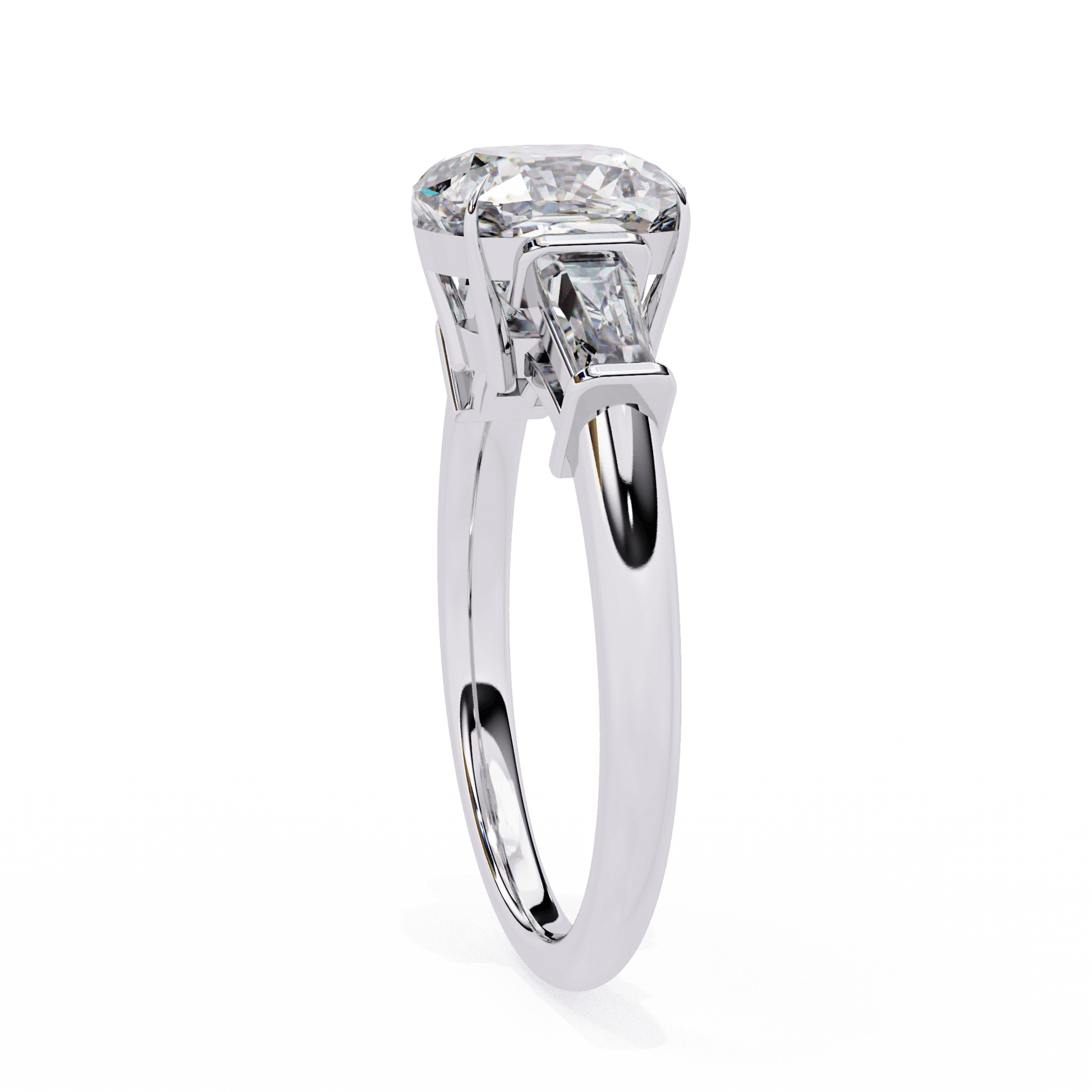 Alana — Cushion cut lab grown and natural diamond engagement ring — trilogy three stone, cathedral — Carat House