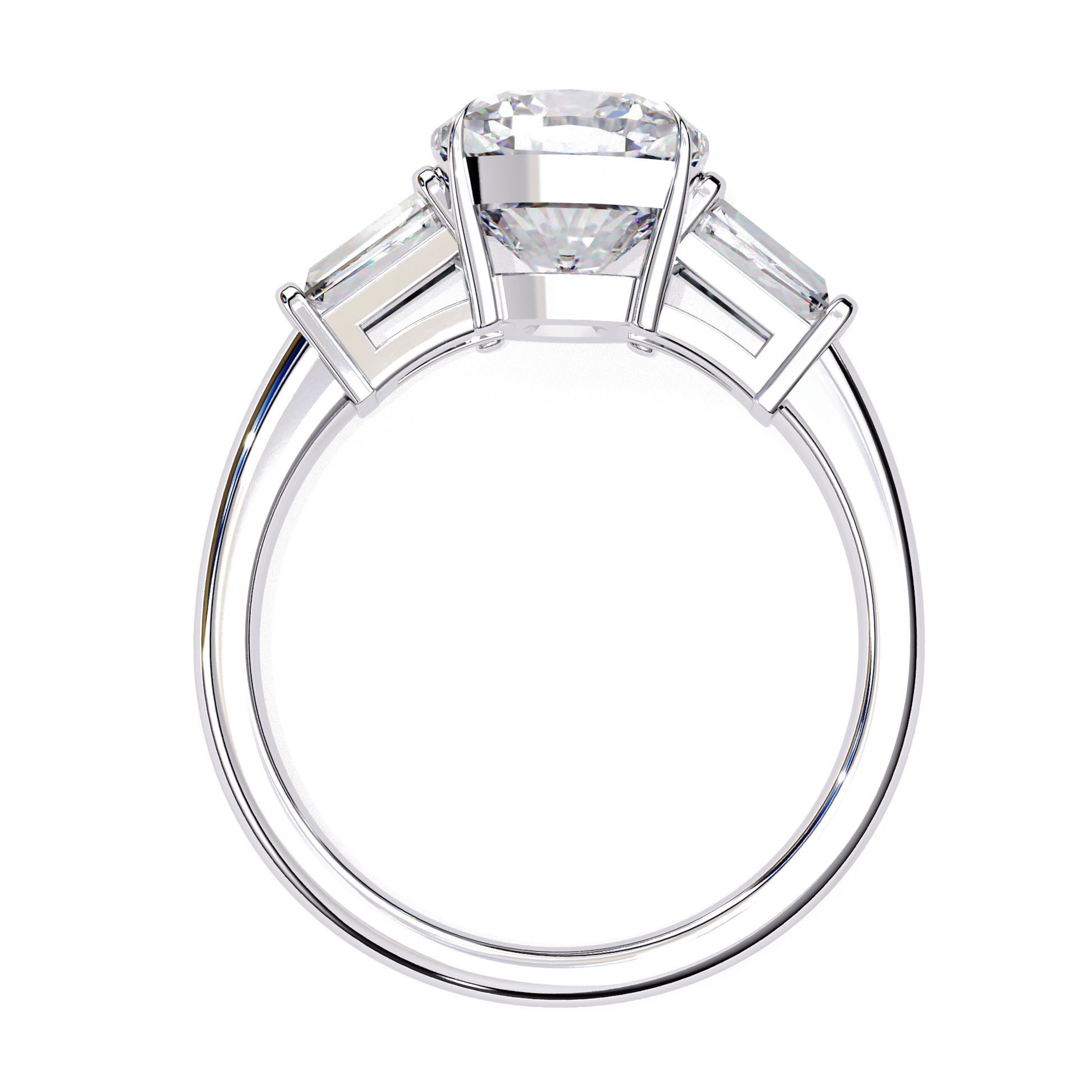 Alana — Cushion cut lab grown and natural diamond engagement ring — trilogy three stone, cathedral — Carat House