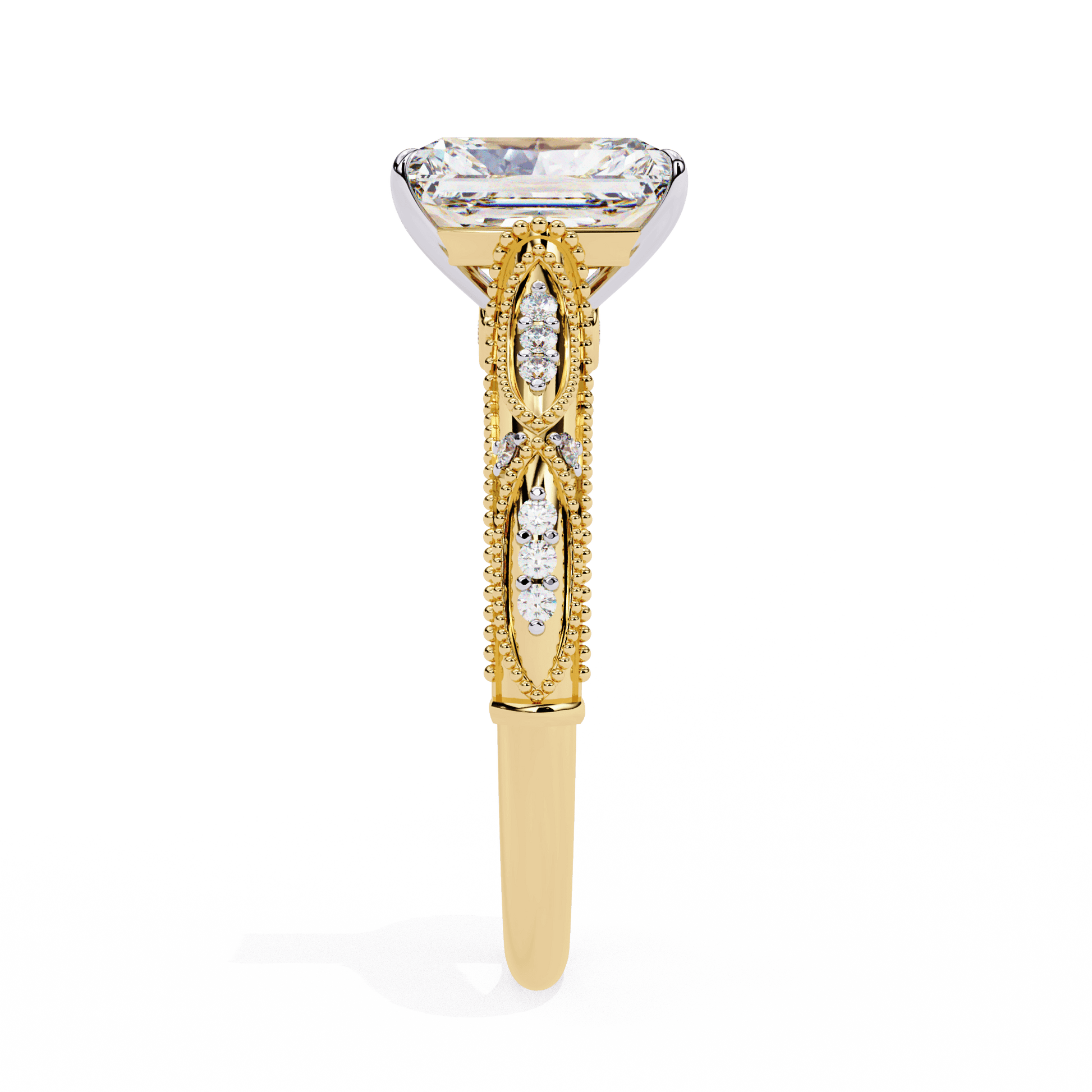 Saskia — Round cut lab grown and natural diamond engagement ring — hidden halo, halo, cathedral — Carat House