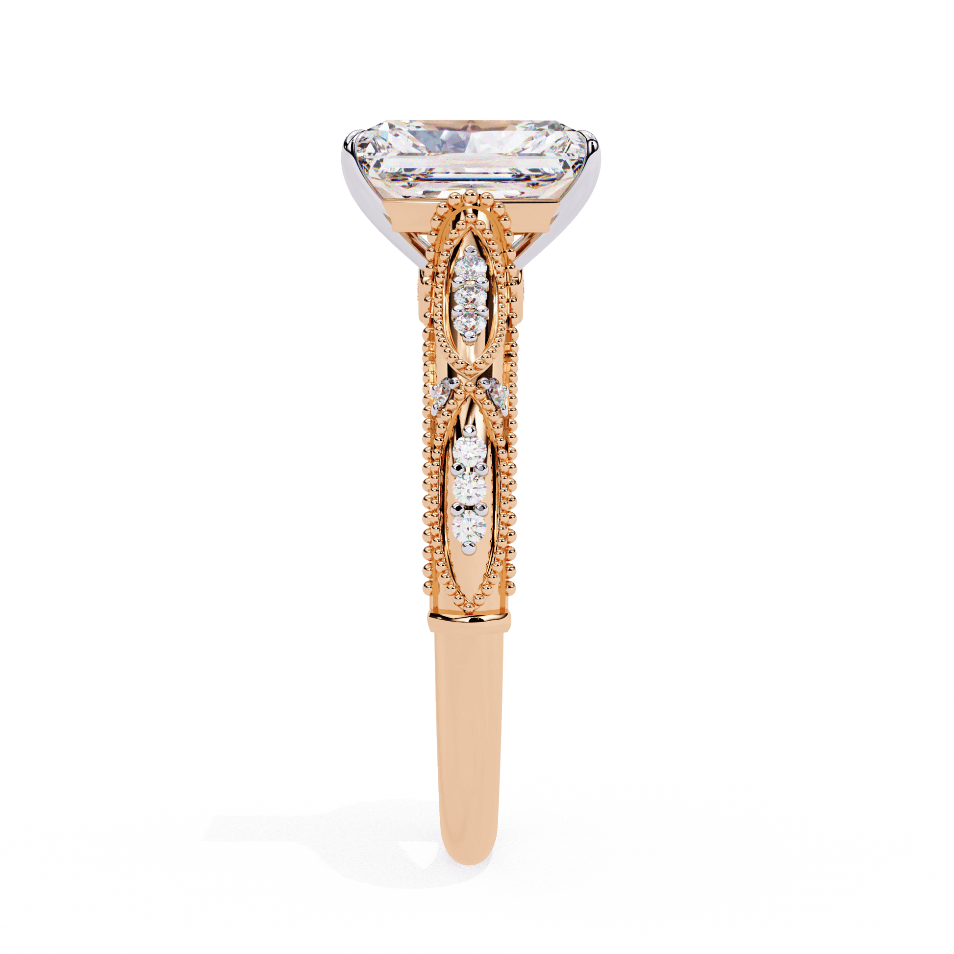 Saskia — Round cut lab grown and natural diamond engagement ring — hidden halo, halo, cathedral — Carat House
