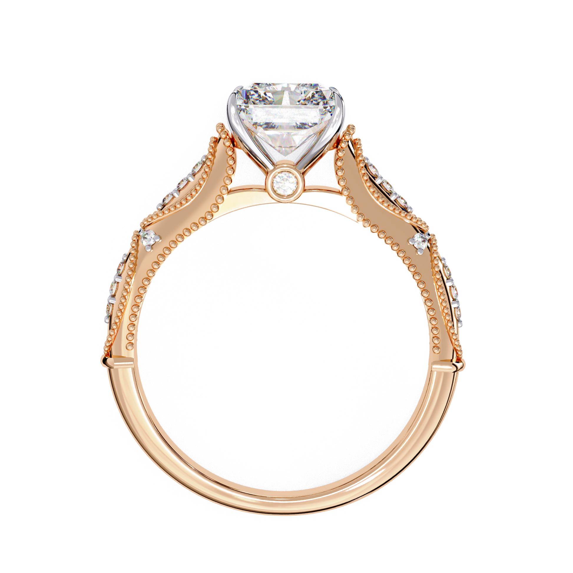 Saskia — Round cut lab grown and natural diamond engagement ring — hidden halo, halo, cathedral — Carat House