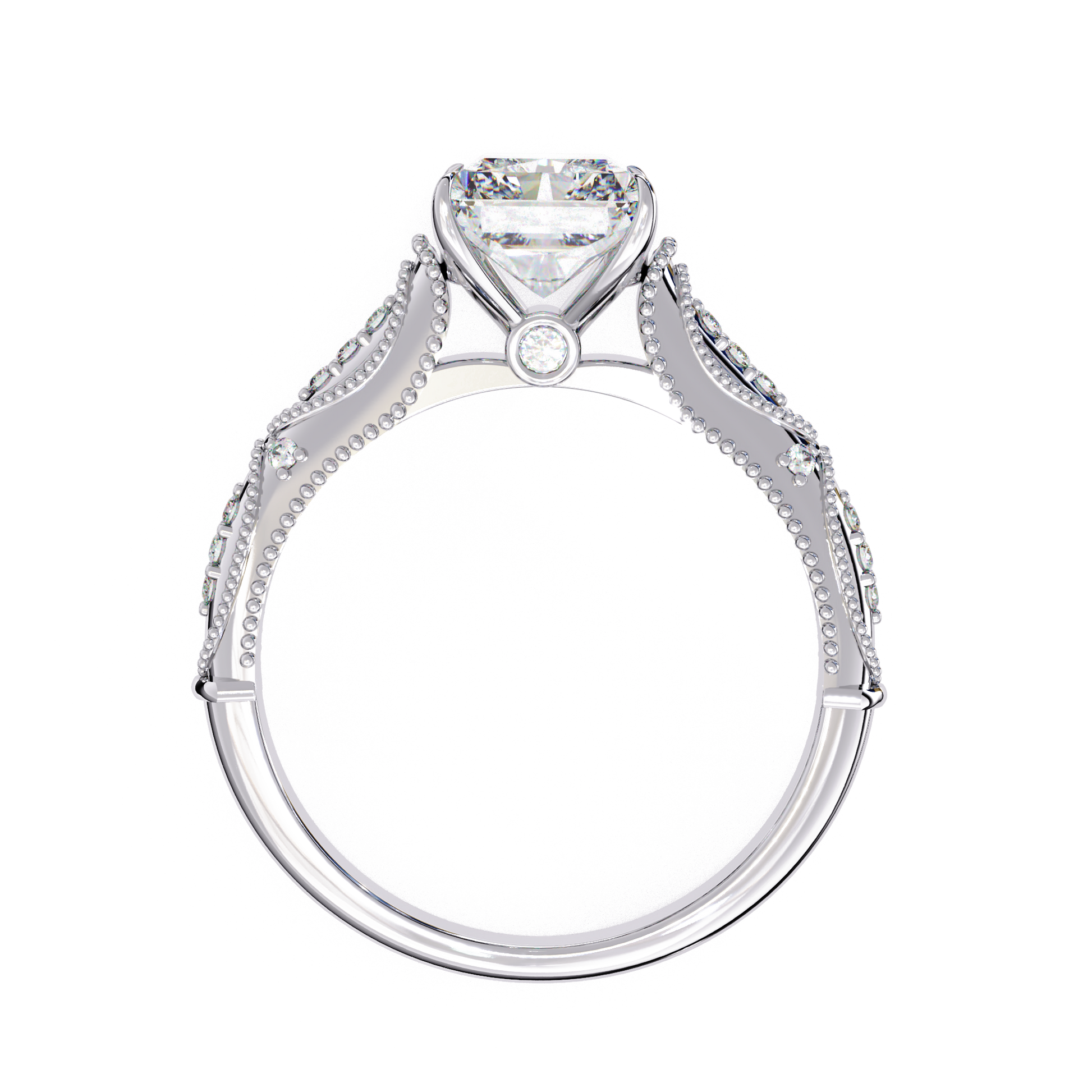 Saskia — Round cut lab grown and natural diamond engagement ring — hidden halo, halo, cathedral — Carat House