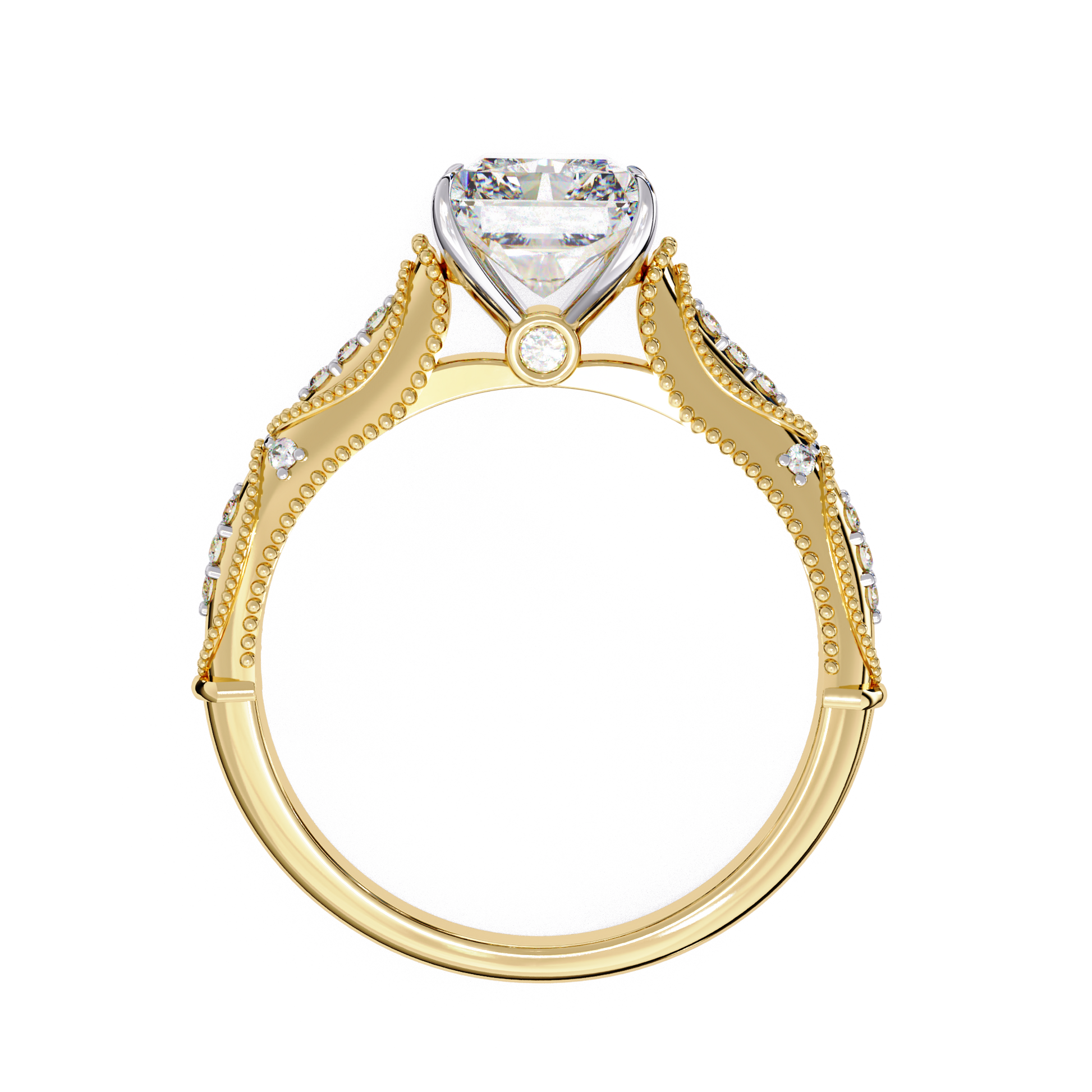 Saskia — Round cut lab grown and natural diamond engagement ring — hidden halo, halo, cathedral — Carat House