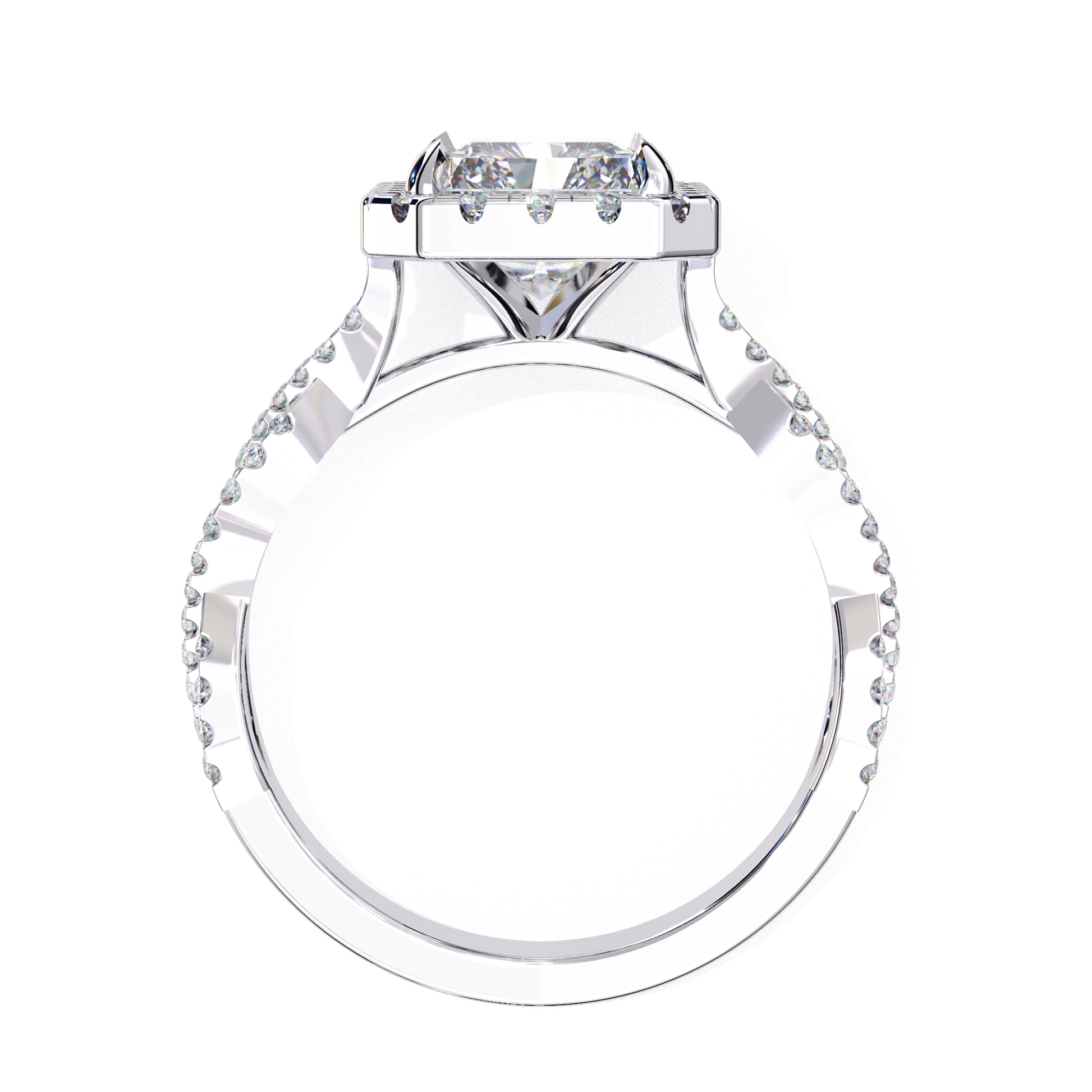 Sasha — Radiant cut lab grown and natural diamond engagement ring — halo, cathedral, twisted, split shank — Carat House
