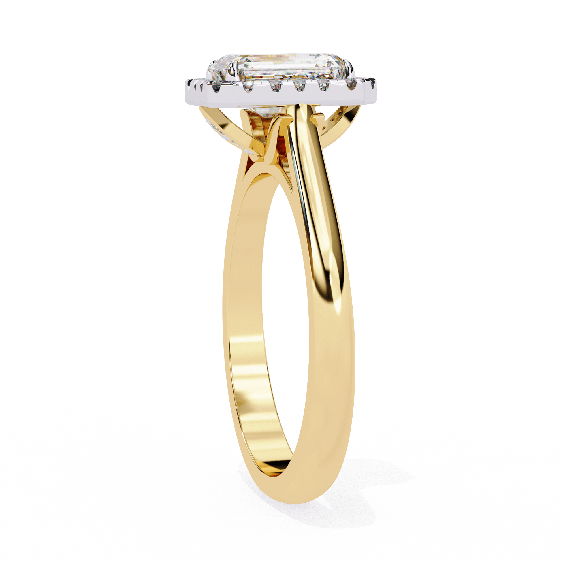 Elysia — Emerald cut lab grown and natural diamond engagement ring — halo, cathedral — Carat House