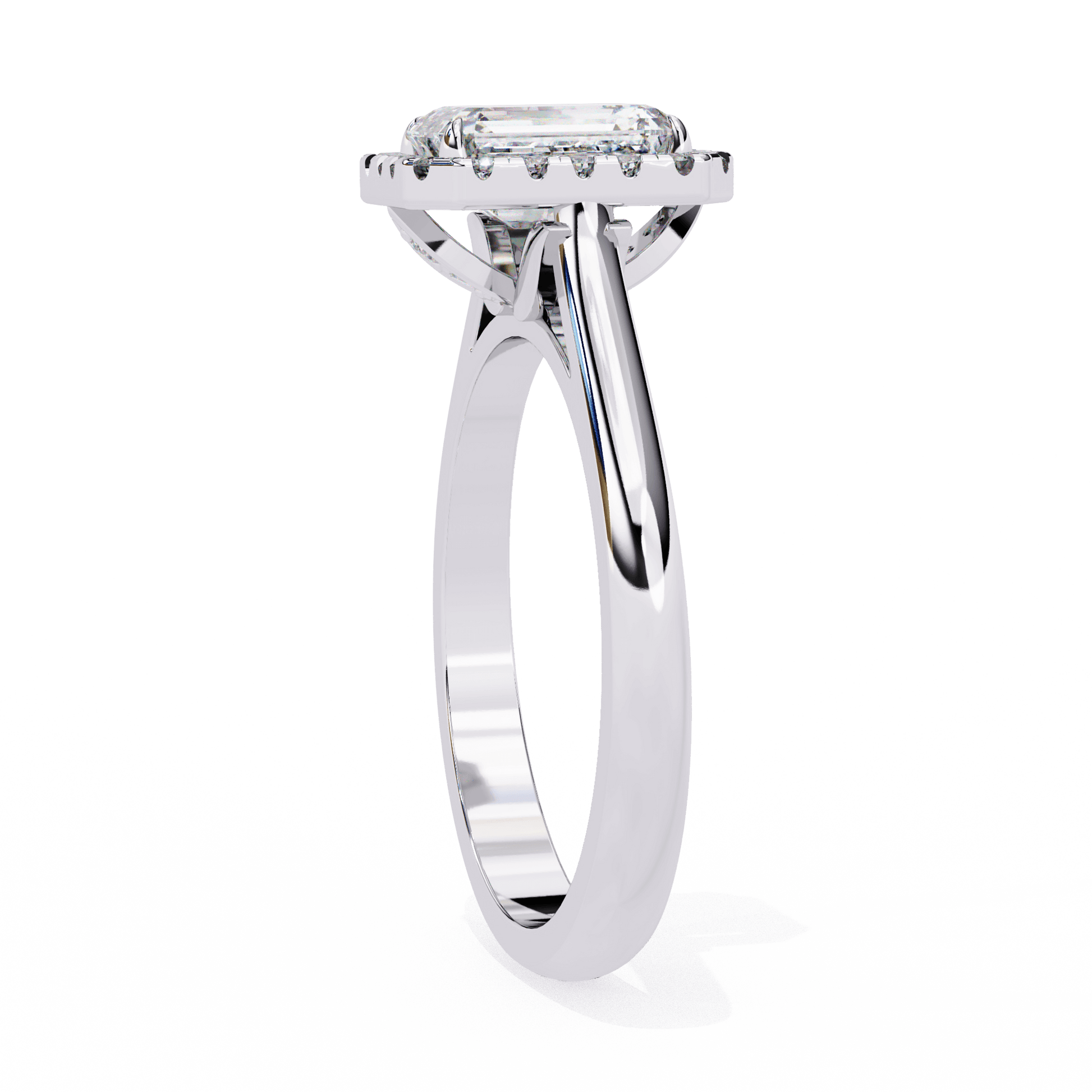 Elysia — Emerald cut lab grown and natural diamond engagement ring — halo, cathedral — Carat House