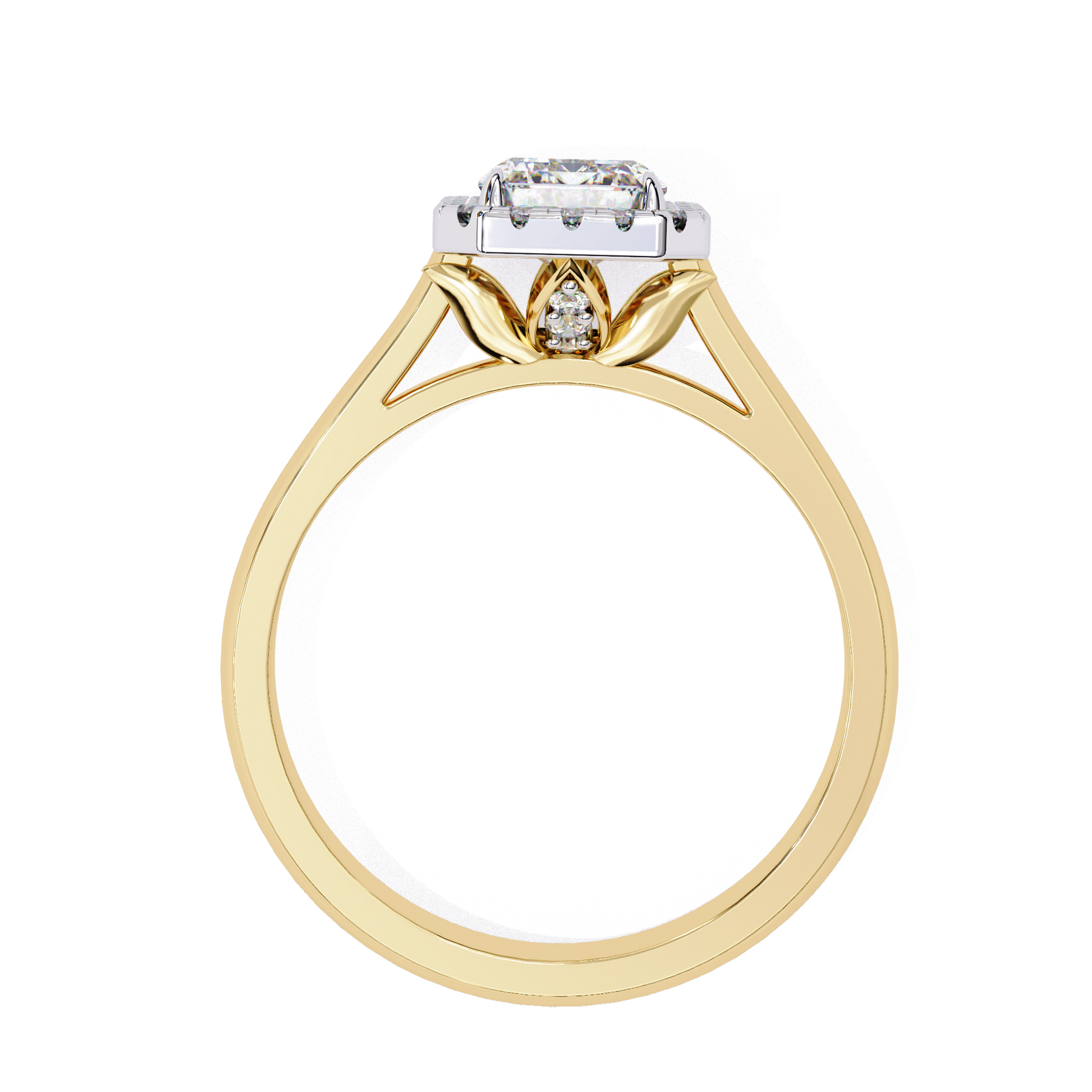 Elysia — Emerald cut lab grown and natural diamond engagement ring — halo, cathedral — Carat House